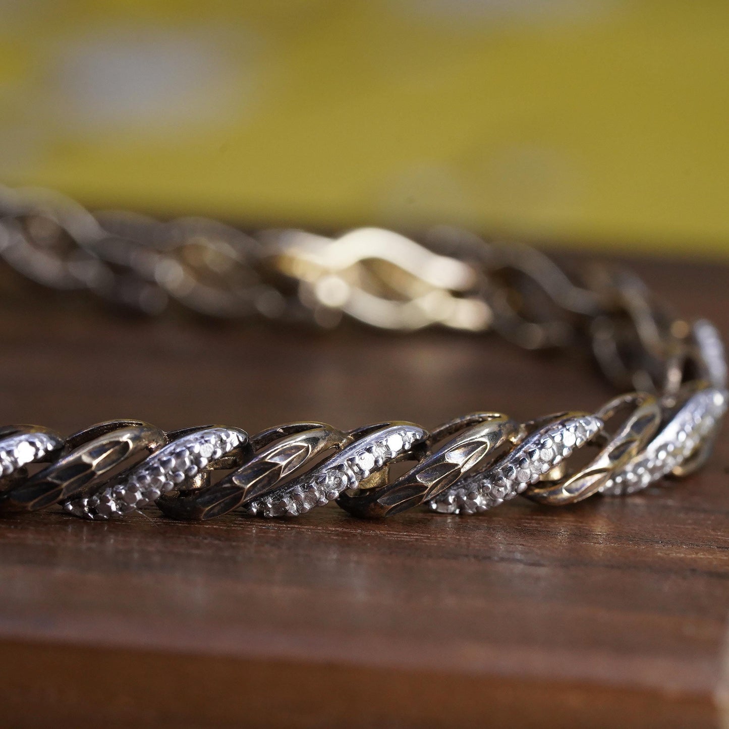 7.25”, vermeil gold over Sterling silver tennis bracelet 925 San Marco diamonds