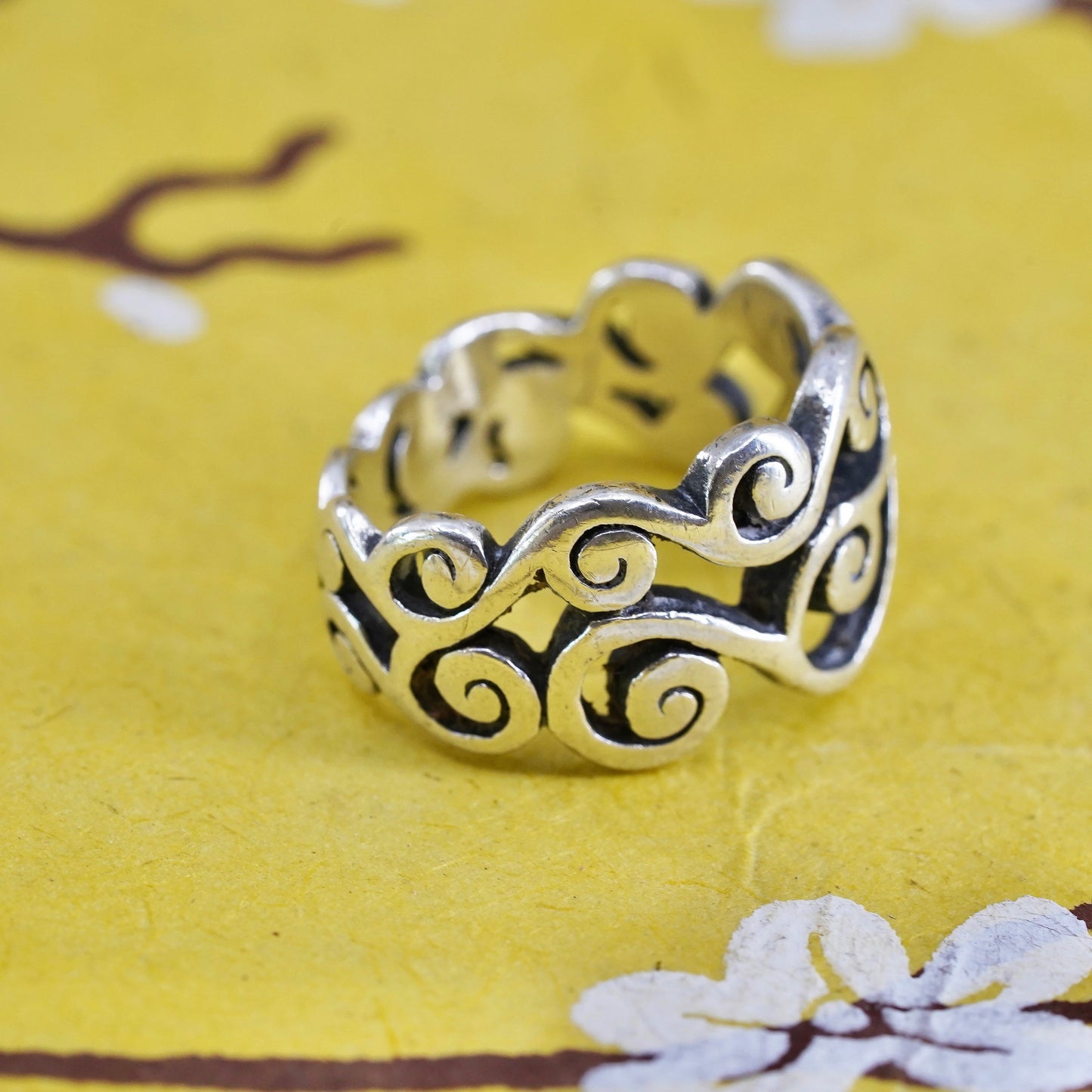 Size 5, vintage Brighton Sayan Sterling 925 silver handmade spiral swirly ring