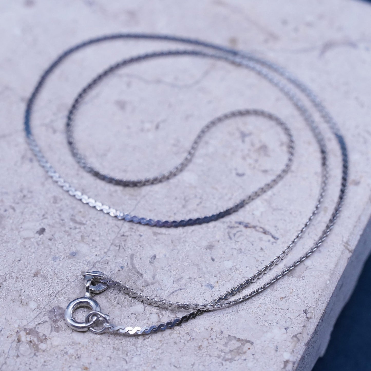 16", 1mm, vintage Sterling silver handmade necklace, 925 s link chain