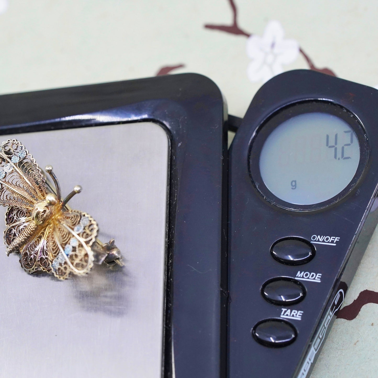 Germany Sterling silver handmade brooch, 800 filigree butterfly pin