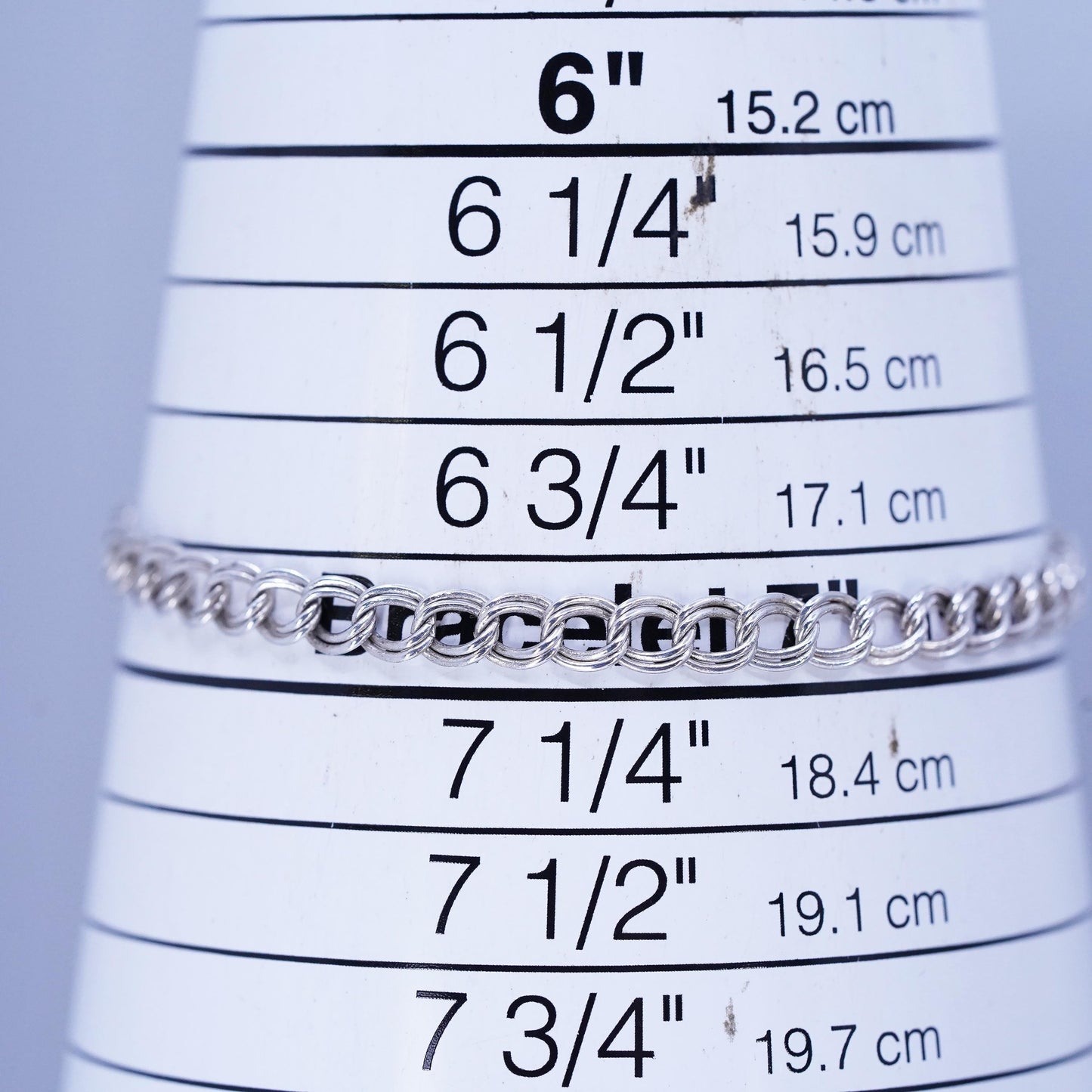 7" 4mm, Vintage Italy Sterling 925 silver handmade bracelet, double curb chain