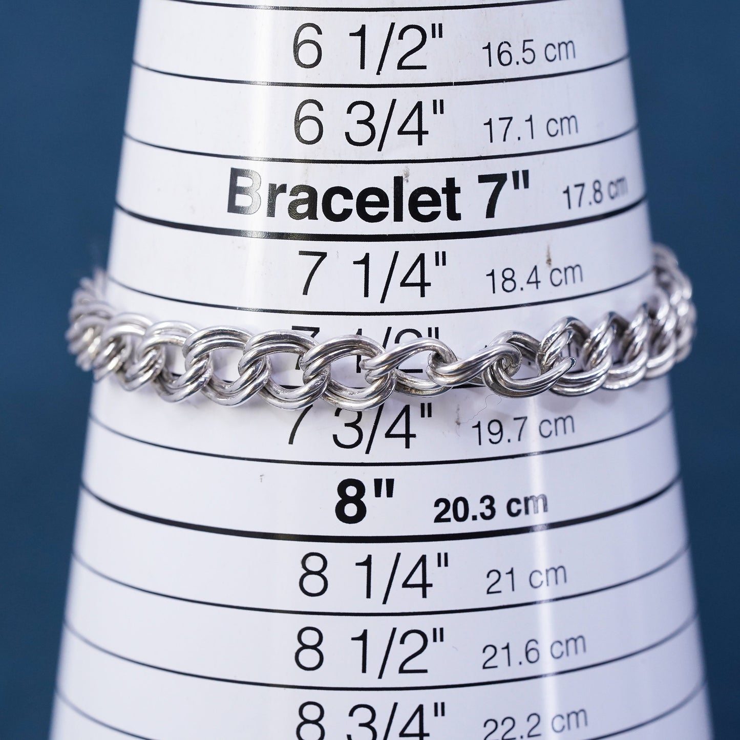 7.5" 9mm, Sterling silver handmade charm bracelet, 925 double curb link chain