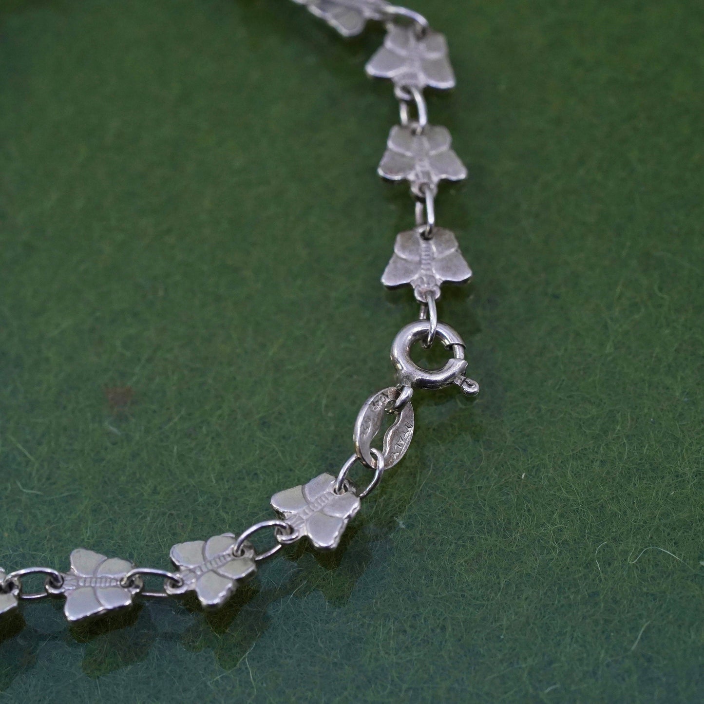 7.75", Italian sterling silver anklet, 925 silver butterfly link chain bracelet