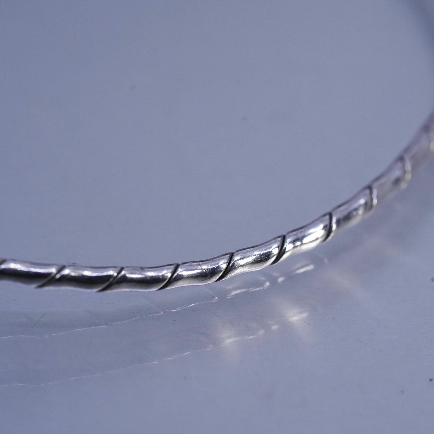 8.5", Italian sterling silver 925 silver bracelet, textured stackble bangle