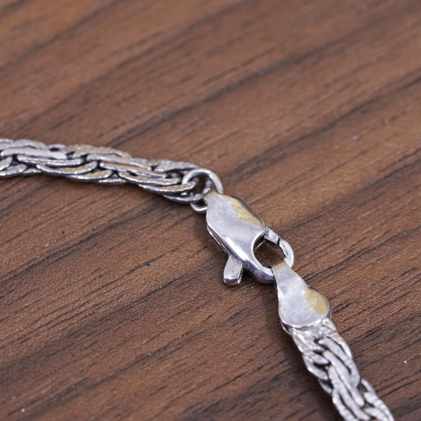 9.75”, vintage Sterling silver handmade curb bracelet, 925 flatten curb anklet