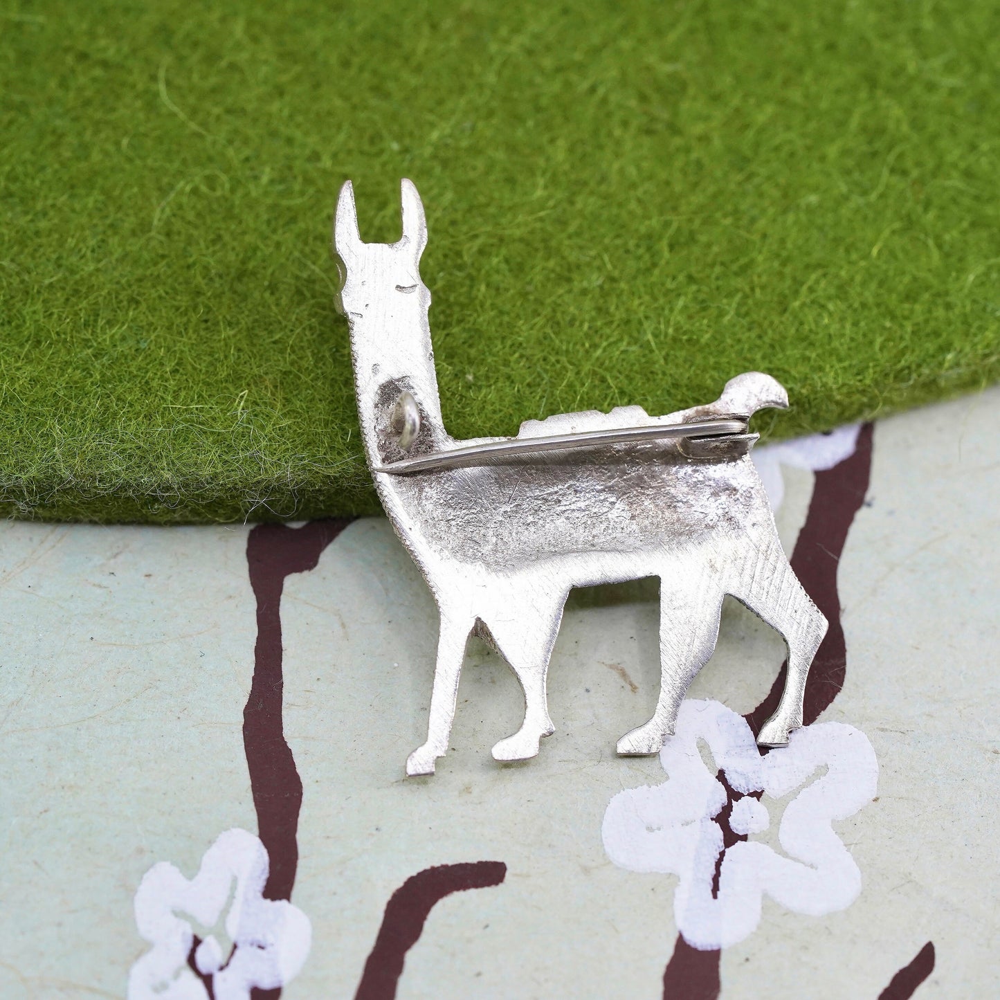 Vintage sterling 925 silver llama brooch, Southwestern handmade pin