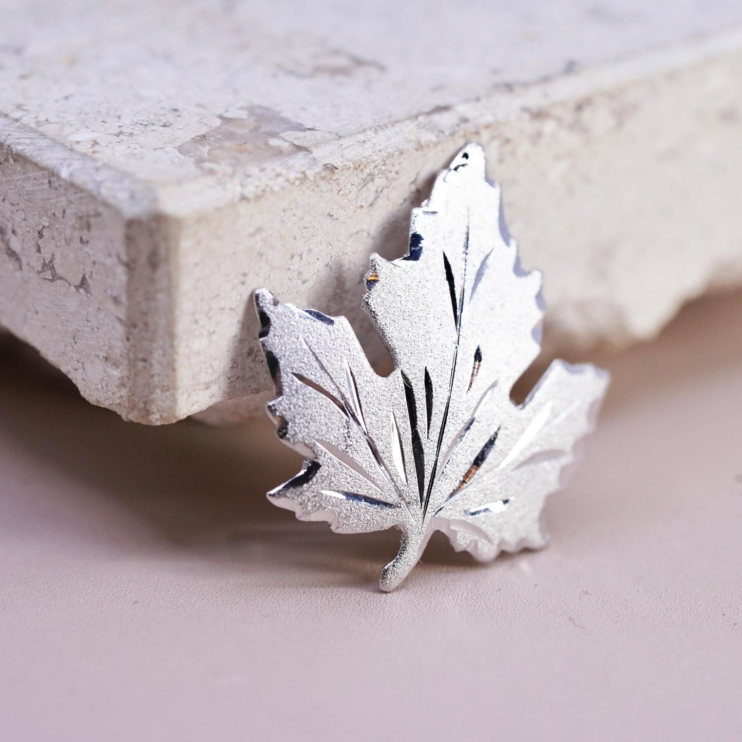 Vintage sterling silver brooch, 925 maple leaf pin, stamped bondboyd sterling