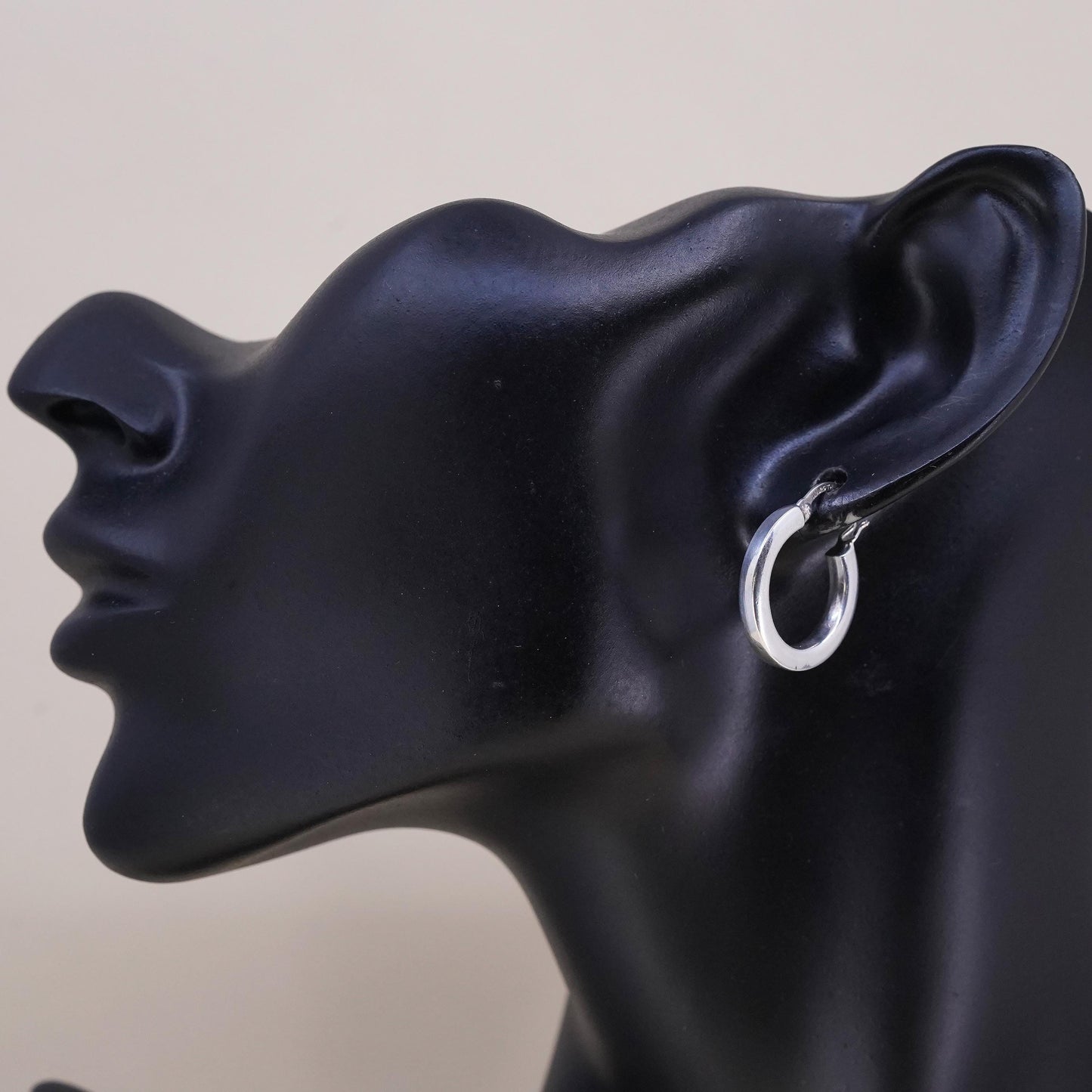 0.75", Vintage sterling silver loop single earring, minimalist primitive hoop