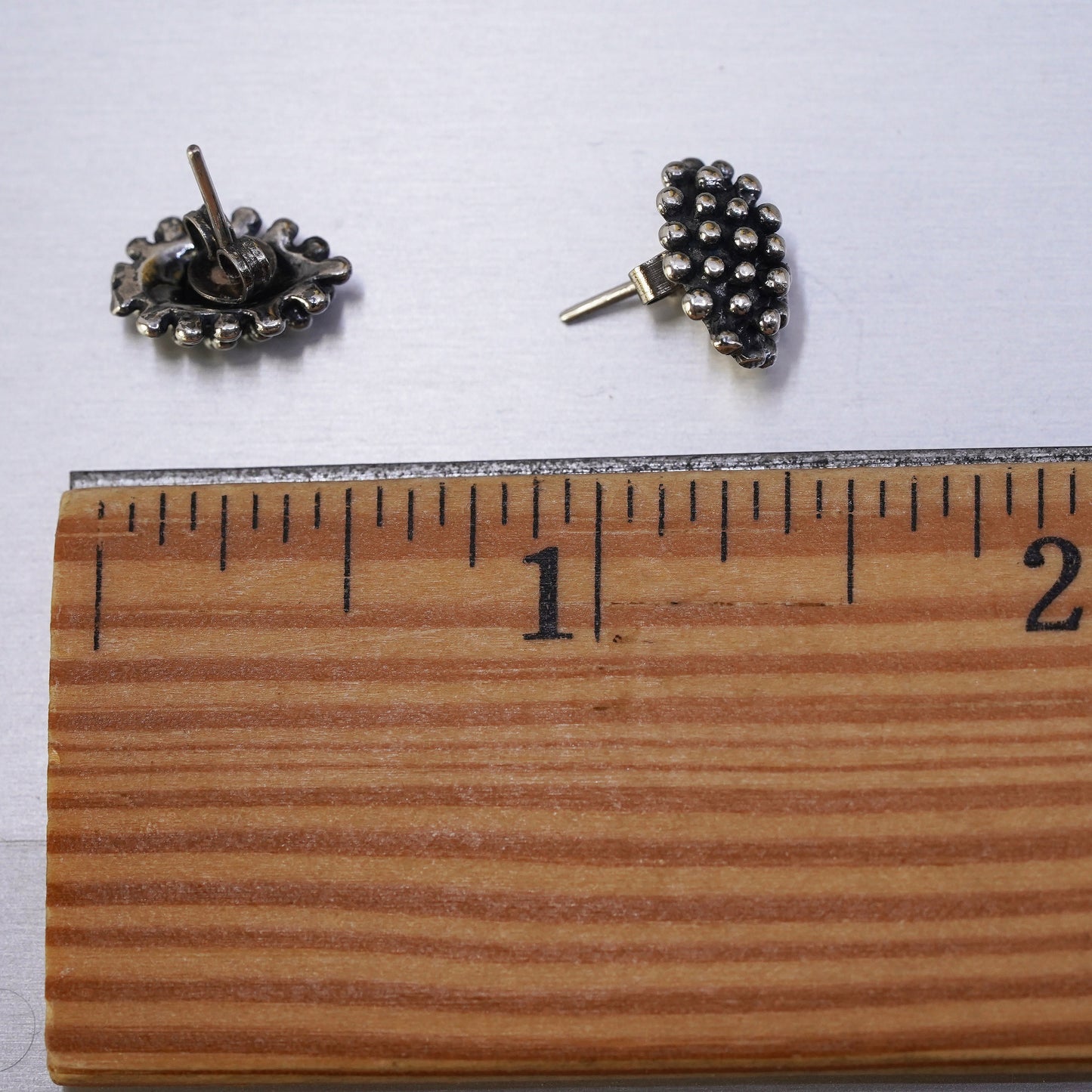 Vintage Sterling silver huge beads studs, 925 earrings