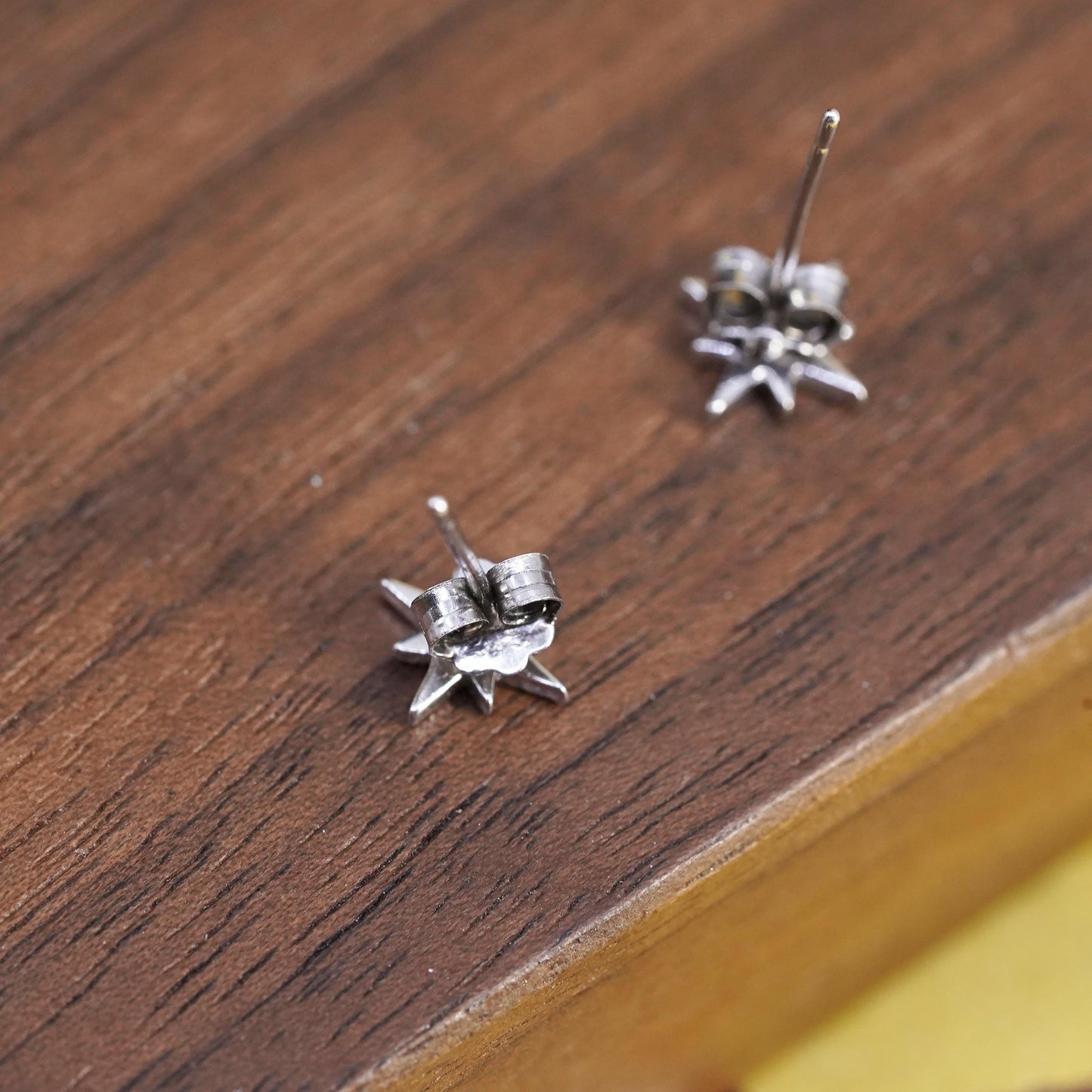 Vintage Sterling silver North Star studs, cz star earrings