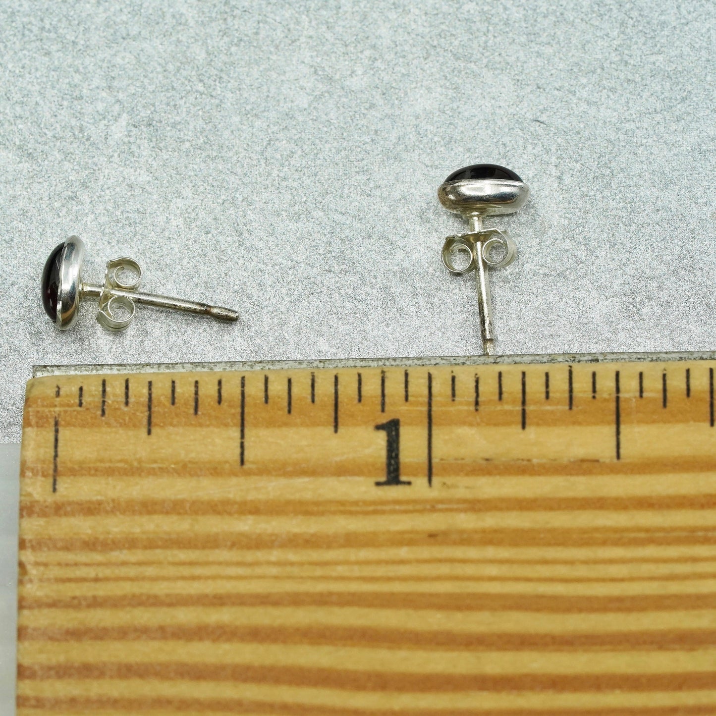 Vintage Sterling 925 silver handmade earrings, gernet studs
