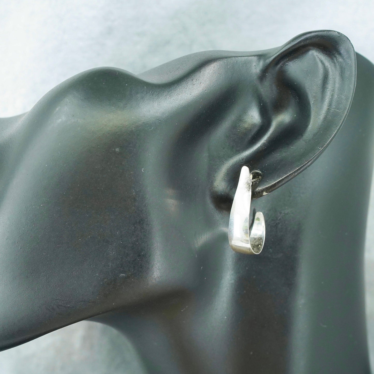 1”, vintage Sterling silver handmade earrings, 925 simple Huggie studs