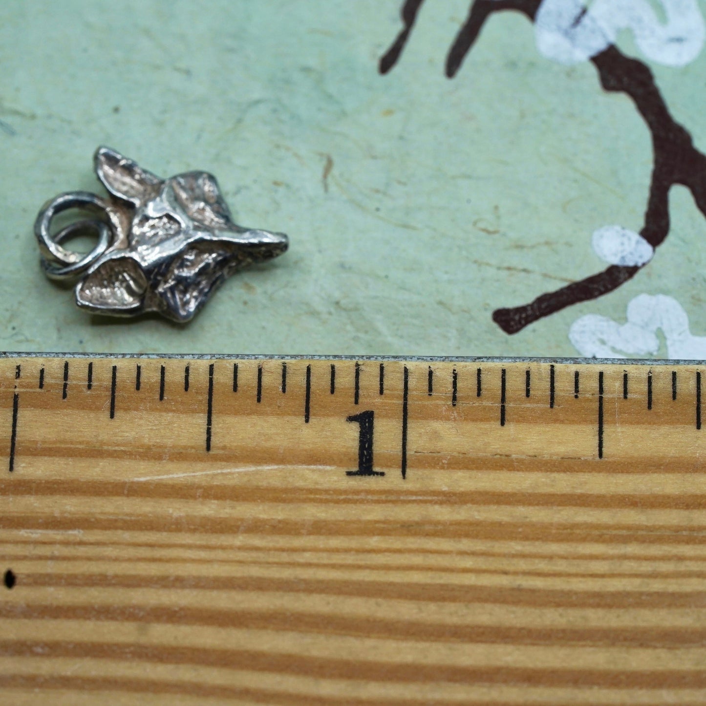 Vintage sterling silver handmade pendant, 925 silver fox head charm