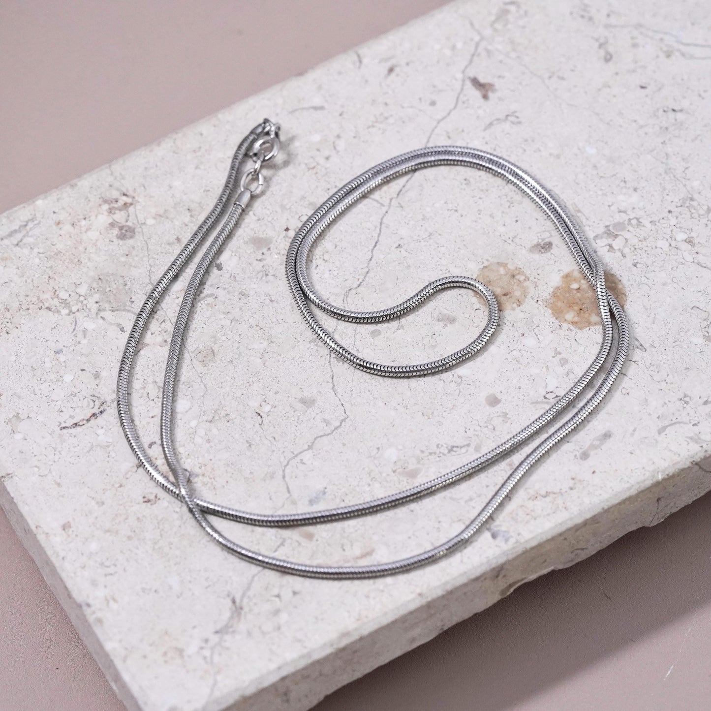 24", 2mm, vintage Sterling silver handmade necklace, 925 snake chain