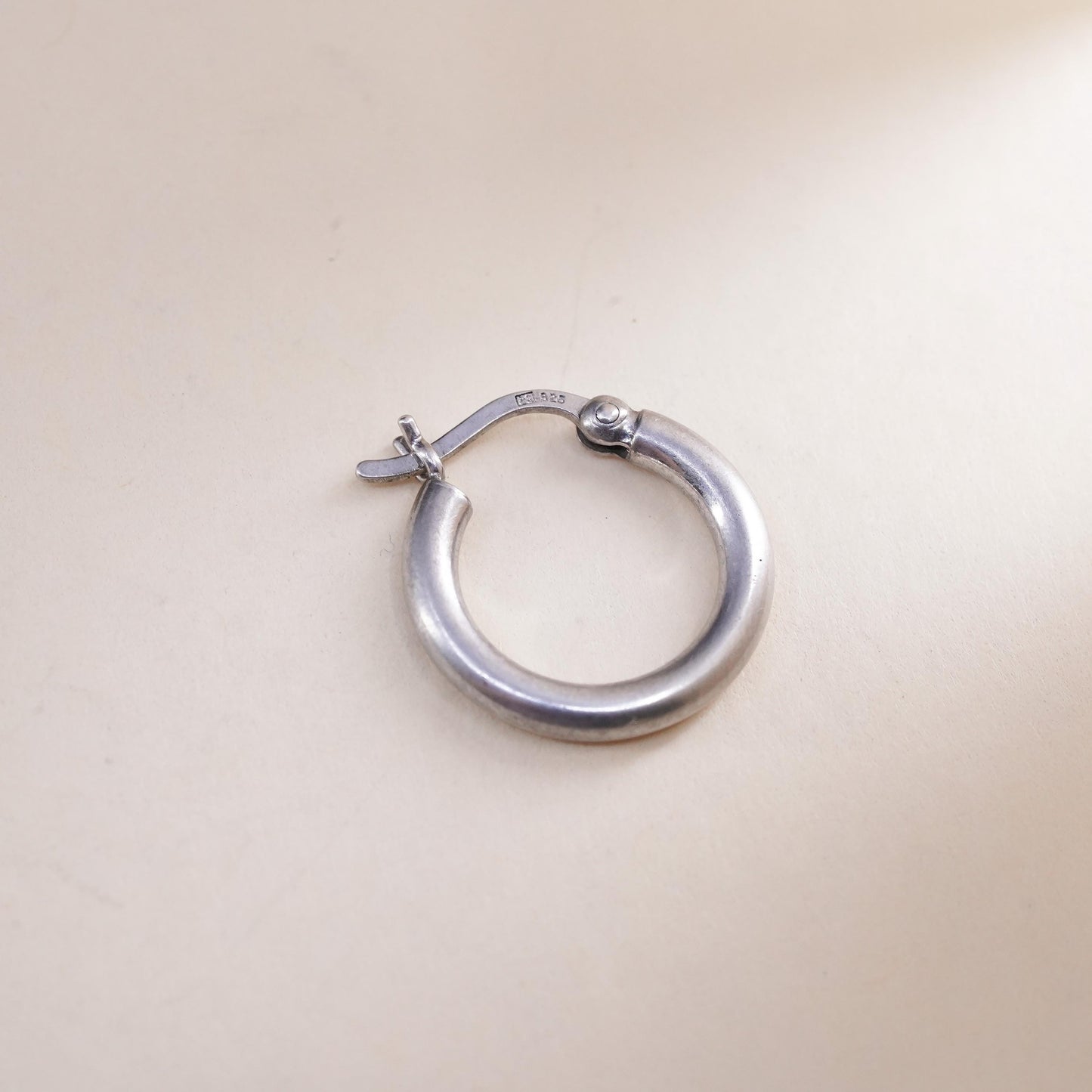0.5", Vintage sterling silver loop single earring, minimalist primitive hoop