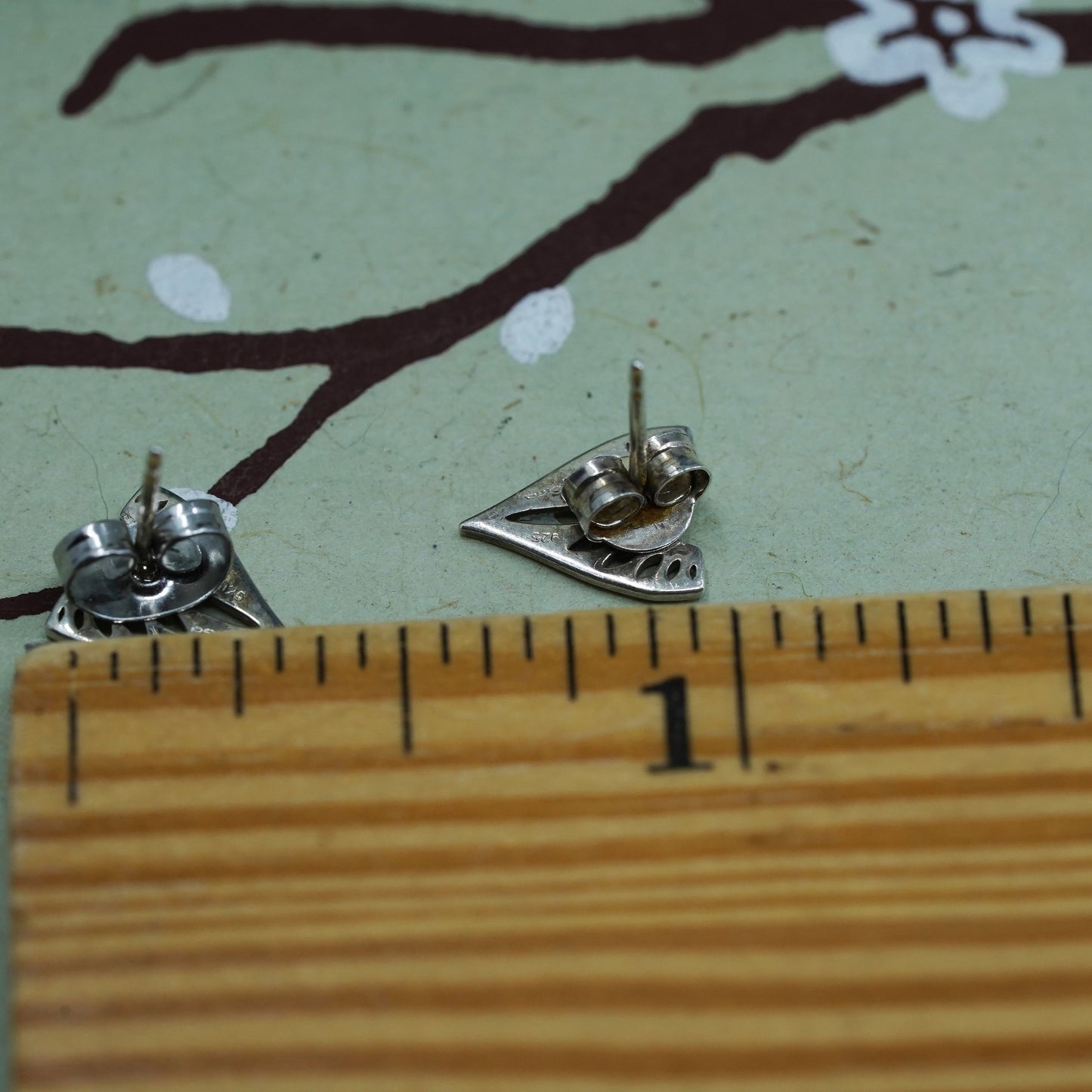 Vintage sterling silver studs, handmade 925 earrings