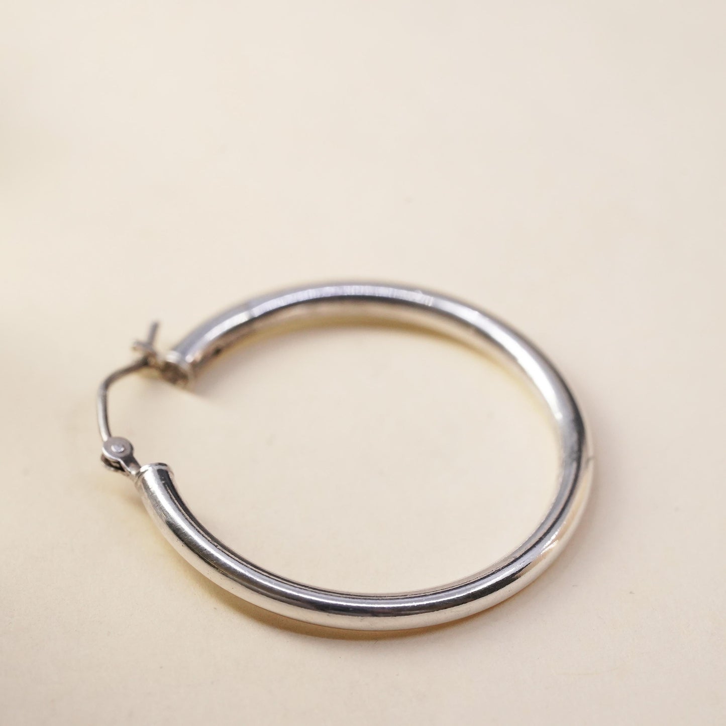 1.25", Vintage sterling silver single earring, bold minimalist primitive hoop