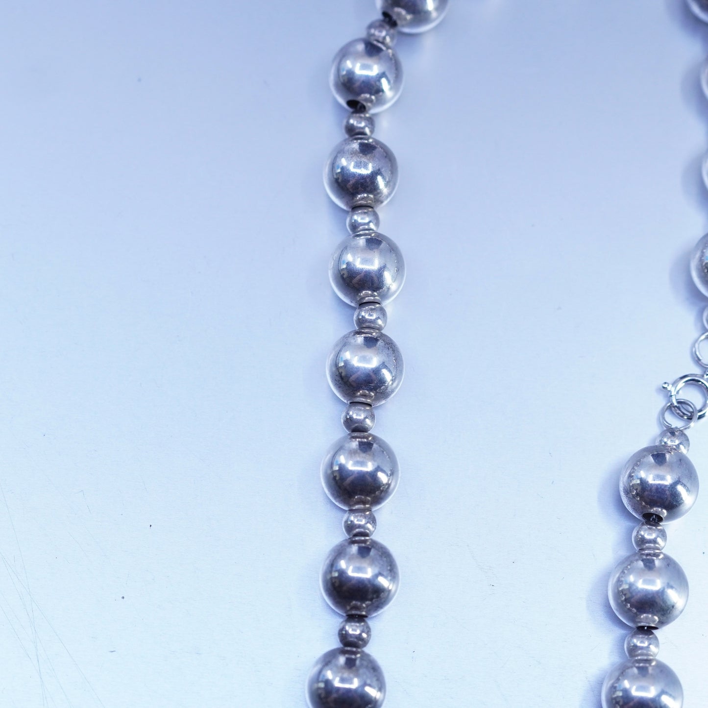 18” 14mm, vintage Sterling 925 silver handmade huge bead chain necklace