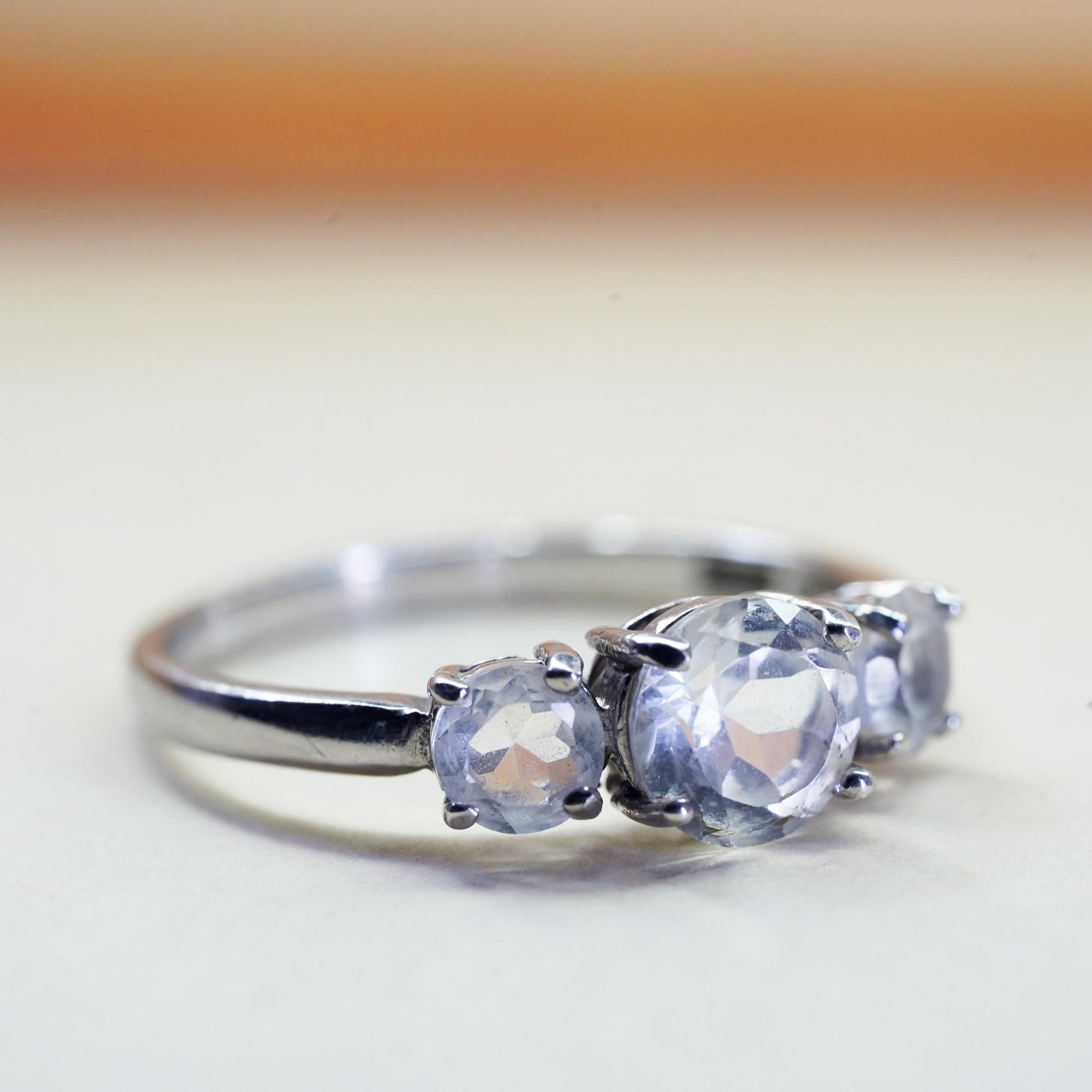 Size 6.5, Vintage sterling silver ring, 925 band with cz