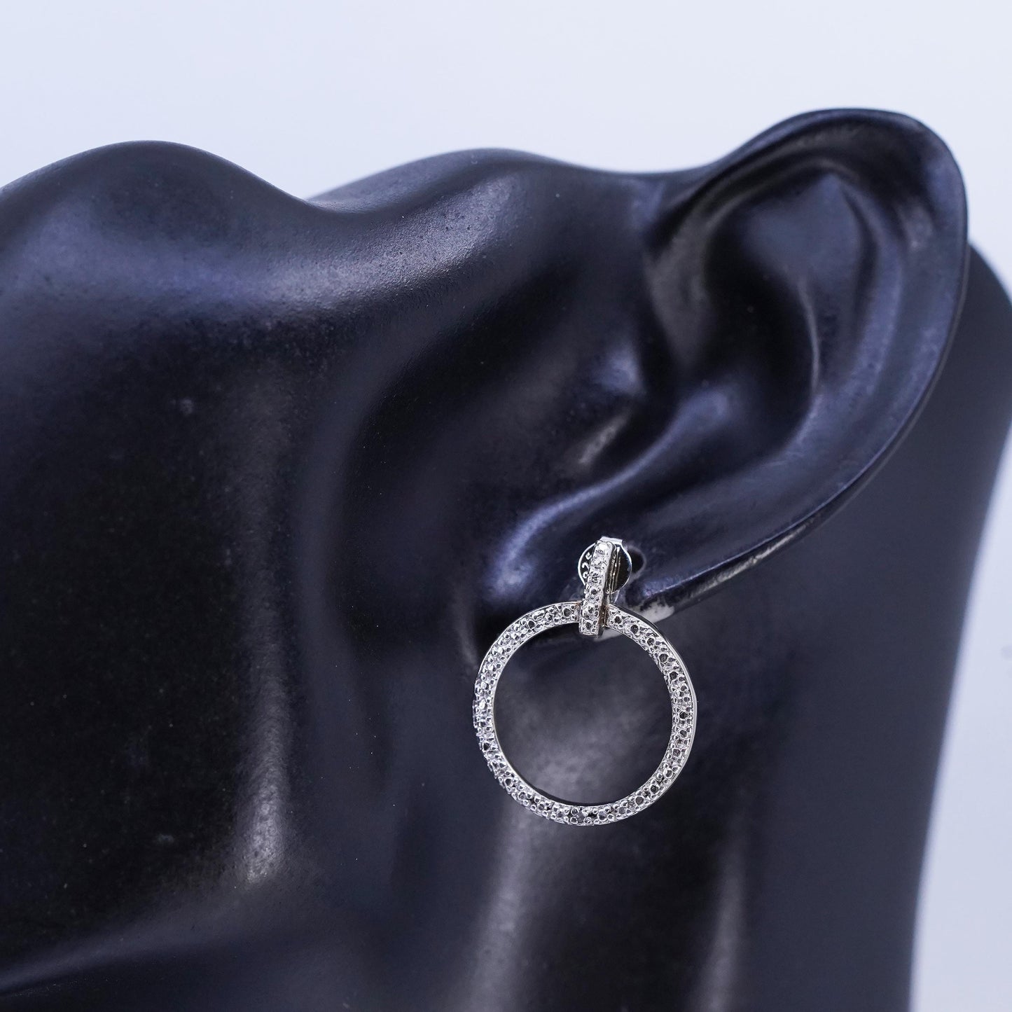 Vinatge vermeil gold over Sterling silver earrings, 925 hoops with diamond
