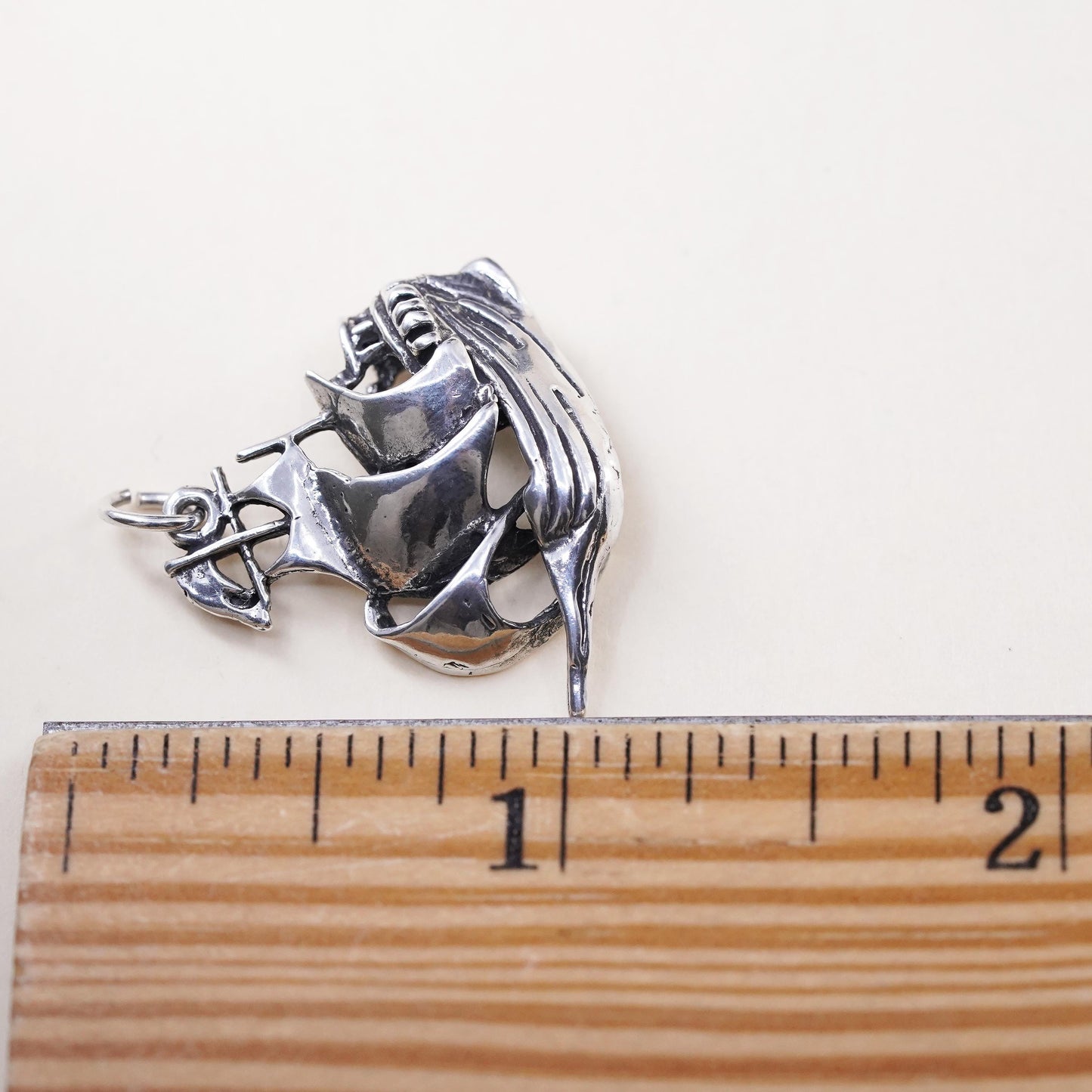 Vintage sterling silver handmade pendant, 925 sailing boat charm