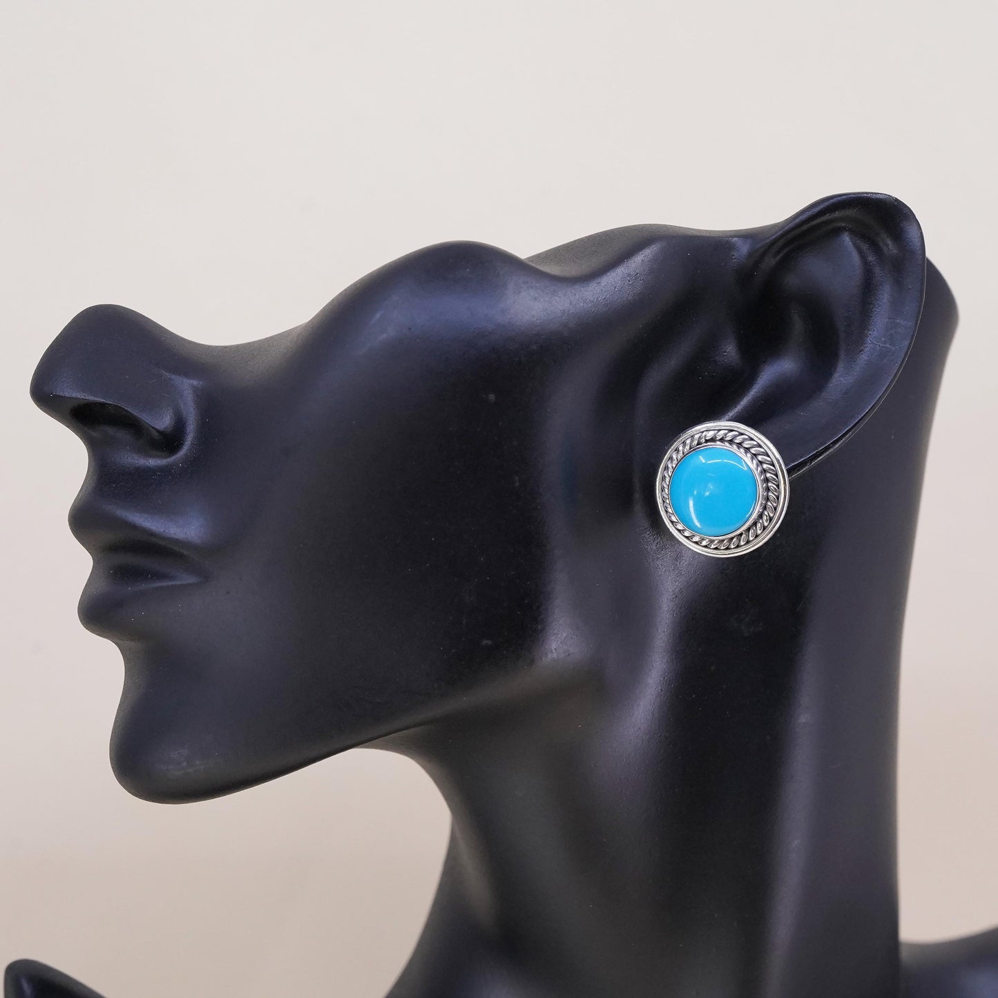 southwestern Mexican Sterling 925 silver stud with turquoise, single earring
