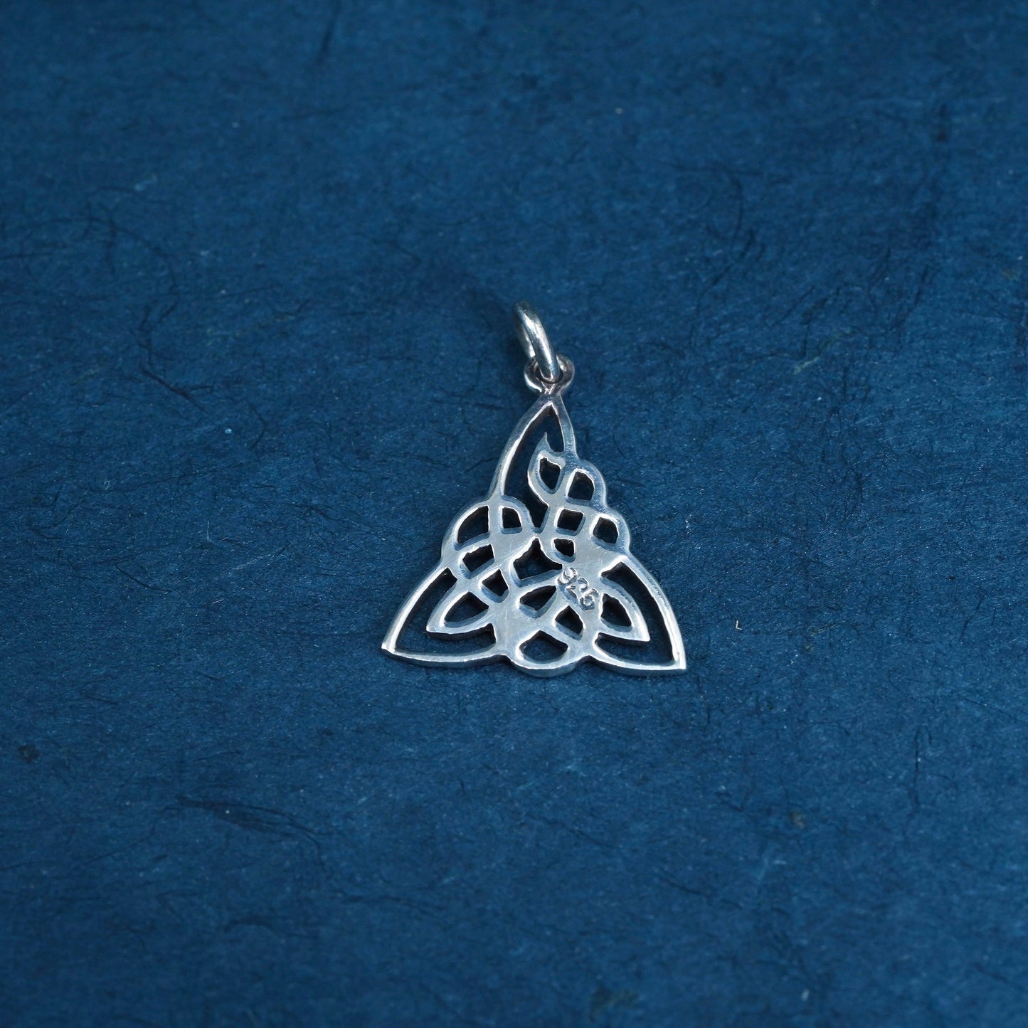 Irish Sterling silver handmade pendant, 925 Celtic knot triangular charm