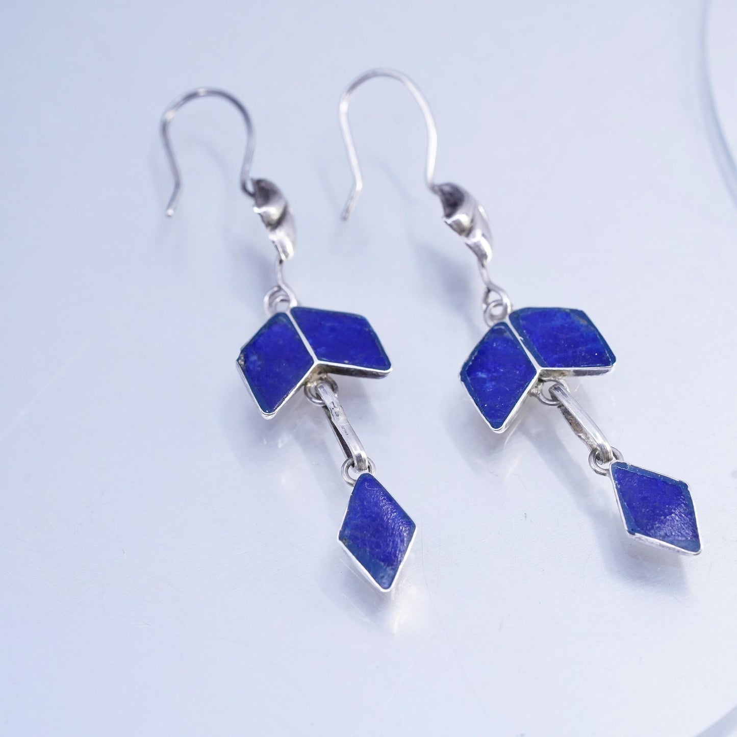 Vintage Native American Sterling 925 silver handmade earrings with lapis lazuli