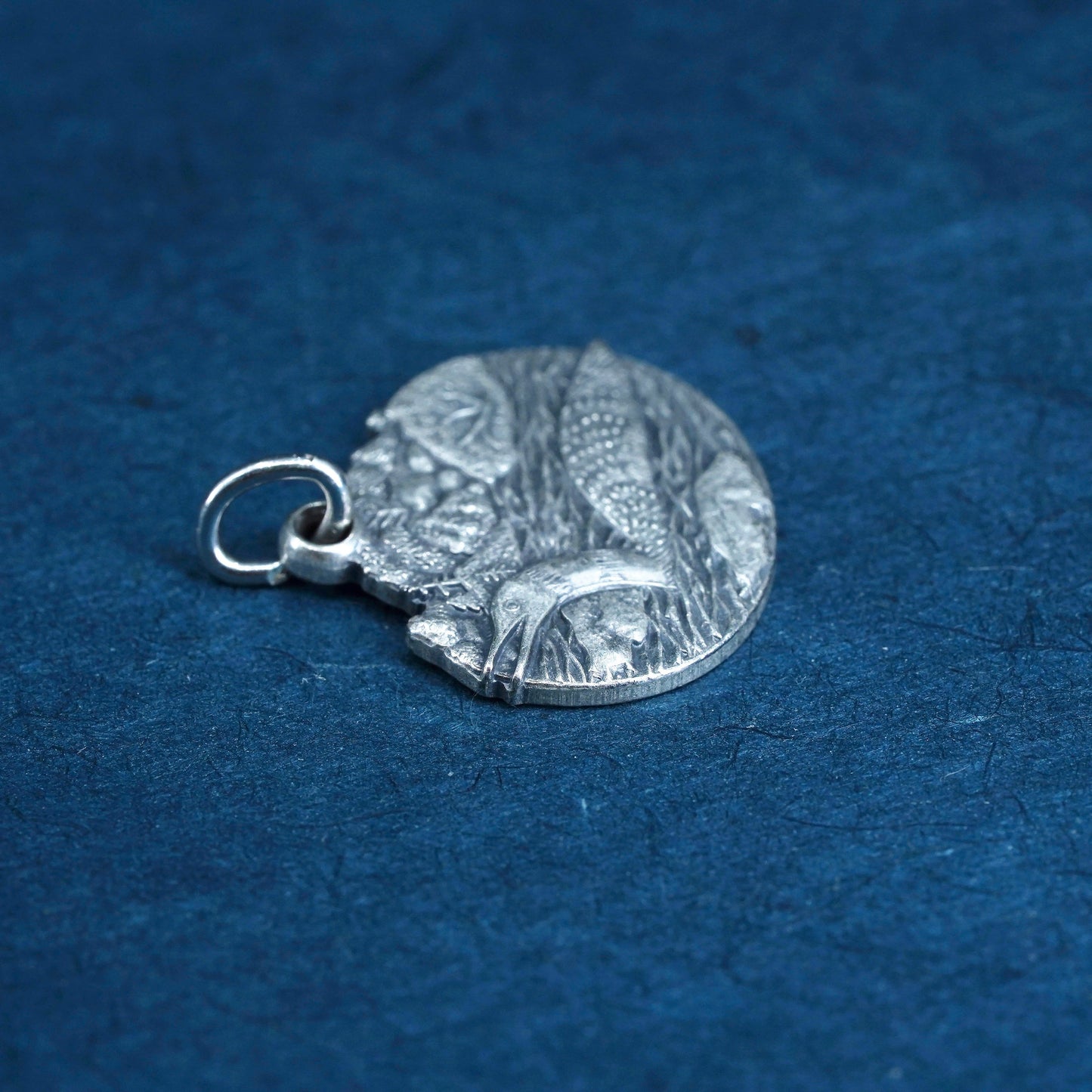 sterling silver handmade pendant, 925 loon minnesota state bird tag charm