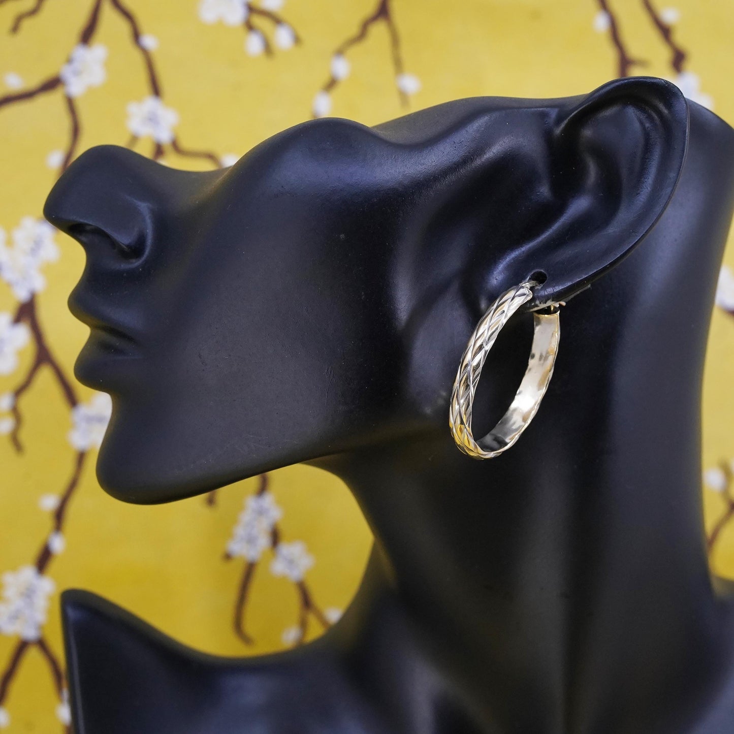 1.5”, Italia Crea vermeil gold over Sterling silver earrings, 925 oval hoops