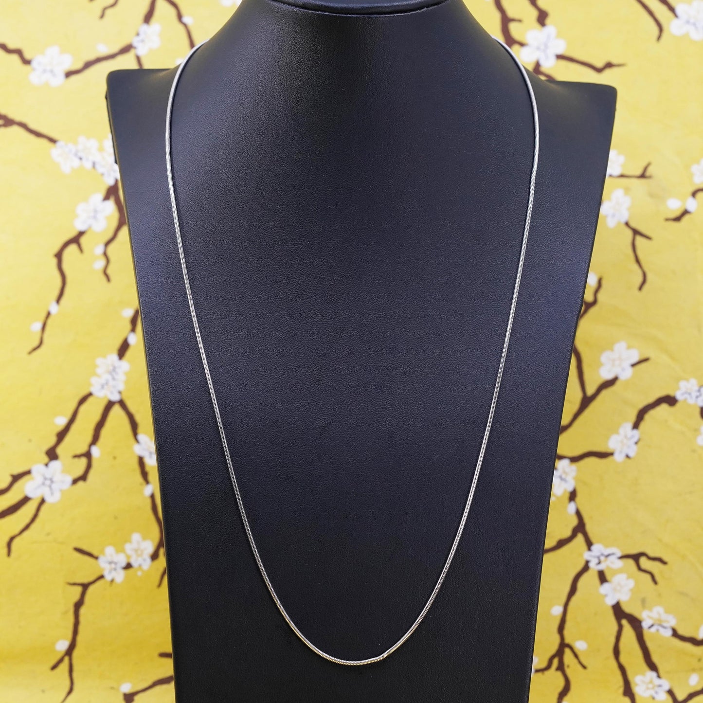 24”, 1.6mm, vintage sterling silver snake chain, textured 925 necklace