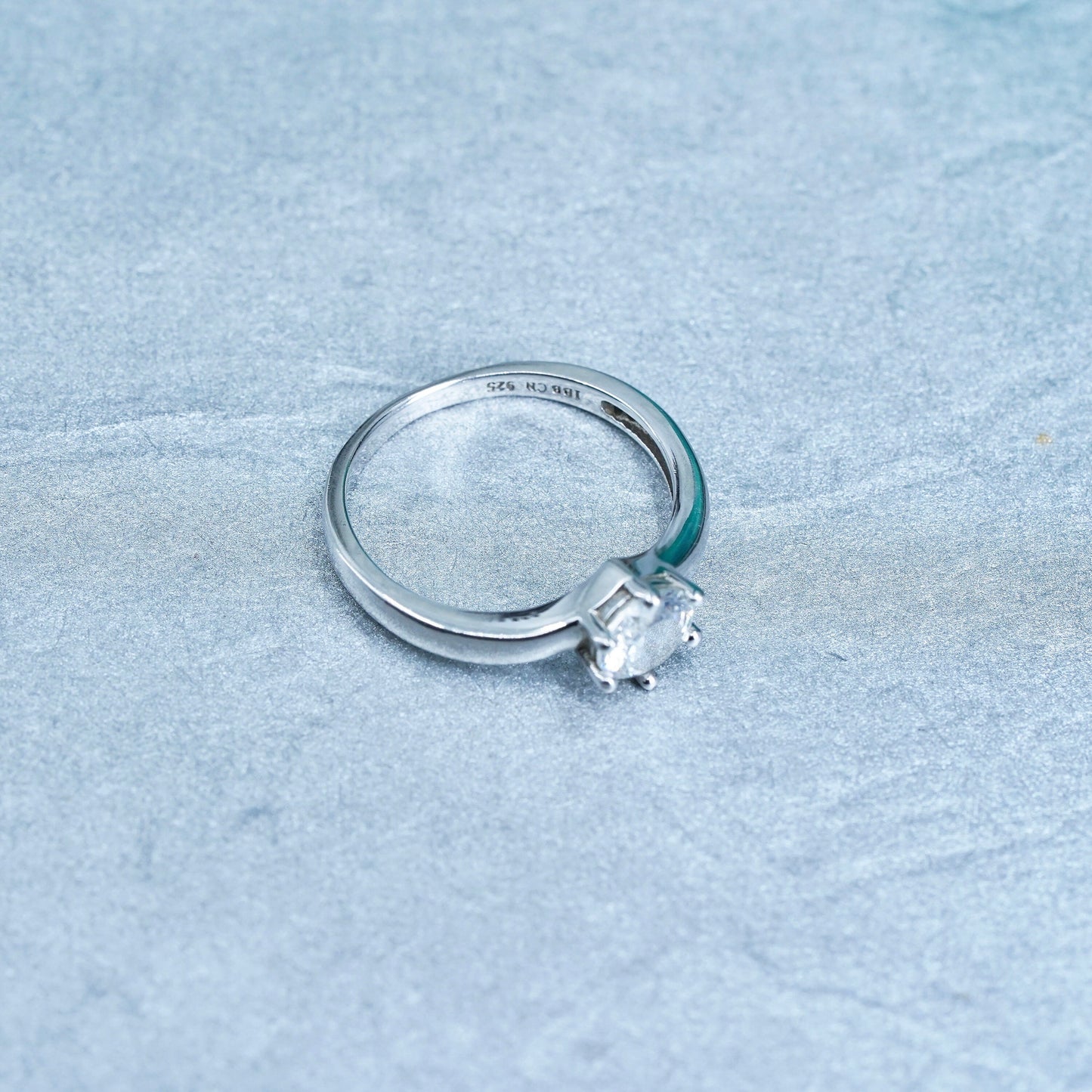 Size 7, vintage Sterling 925 silver handmade engagement ring with Cz
