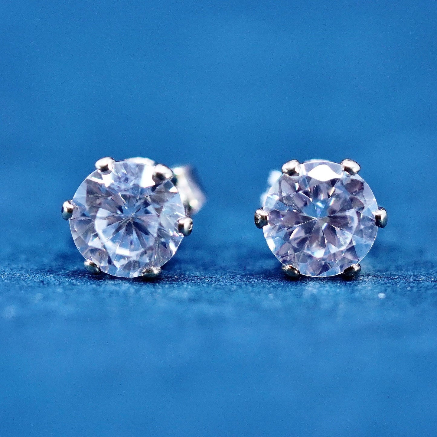 6mm, Vintage sterling silver handmade earrings, 925 studs with CZ inlay