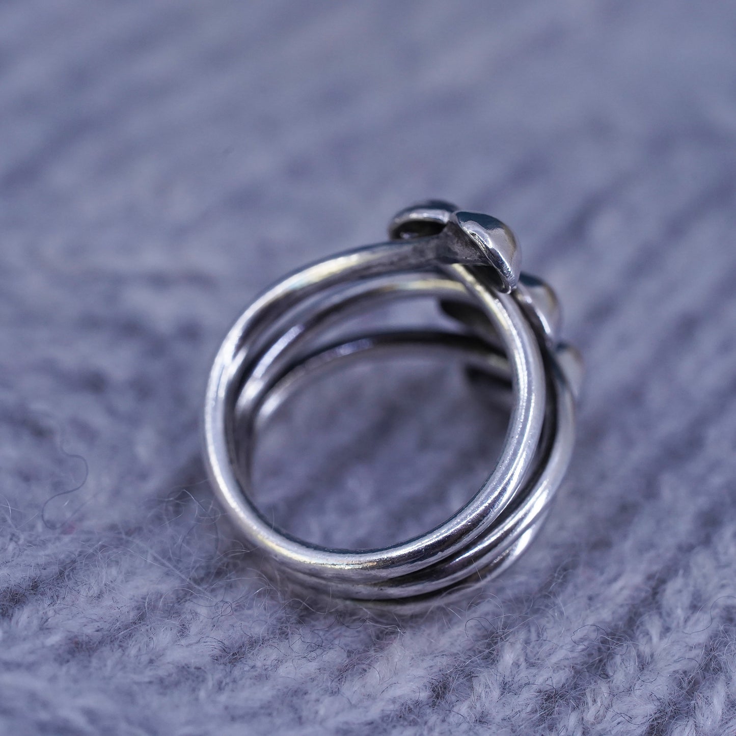 Size 5, vintage sterling silver handmade ring, 925 wired ring with beads detail