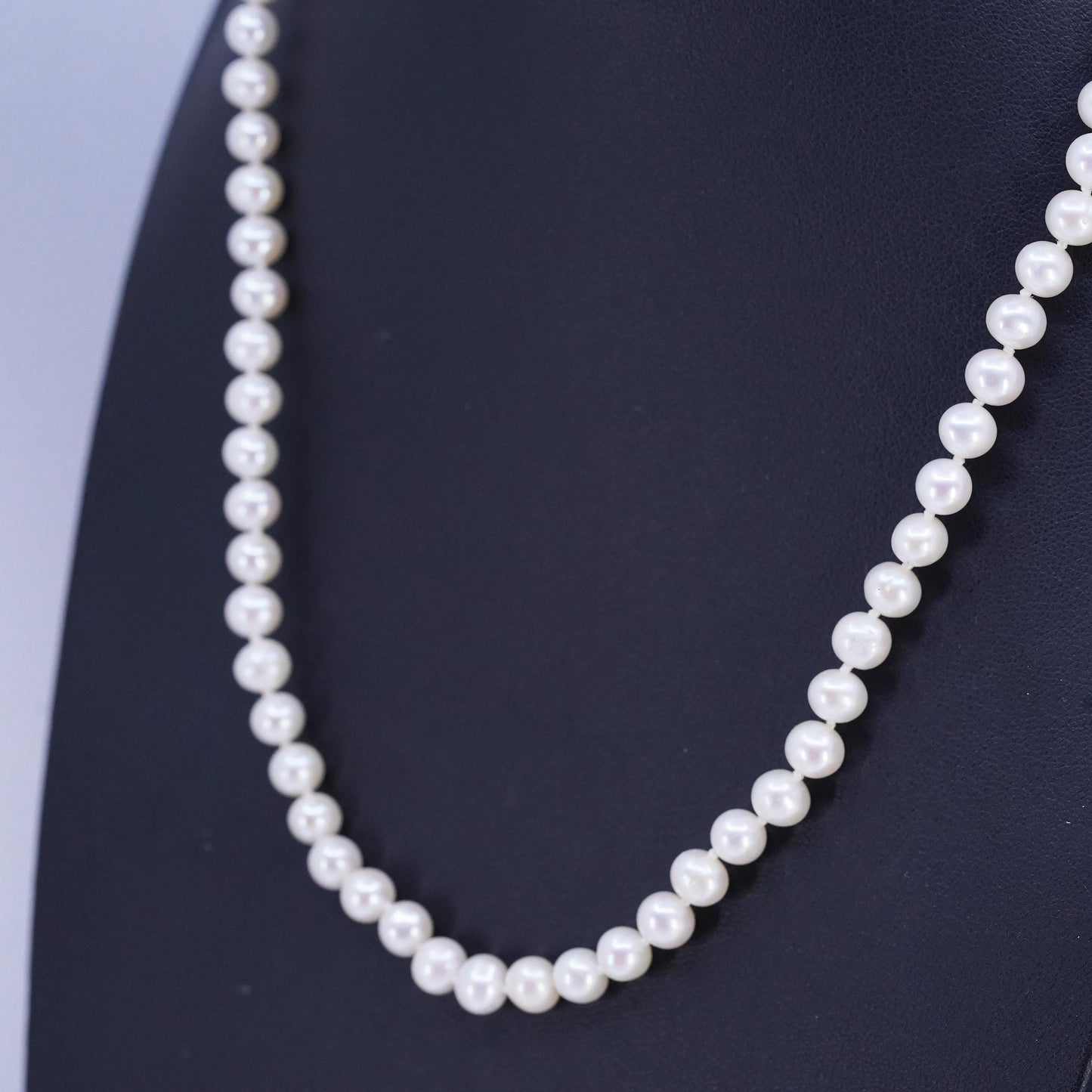 18", vintage 5mm freshwater pearl bead necklace with Sterling 925 silver clasp