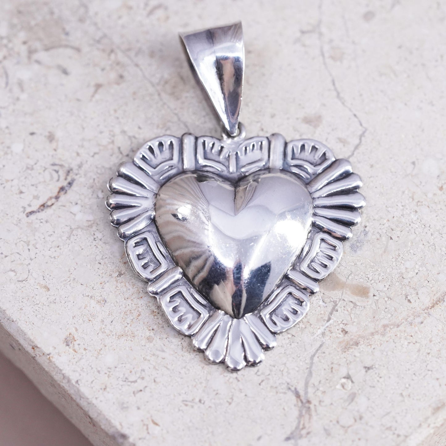 Italian Sterling silver handmade pendant, solid 925 heart