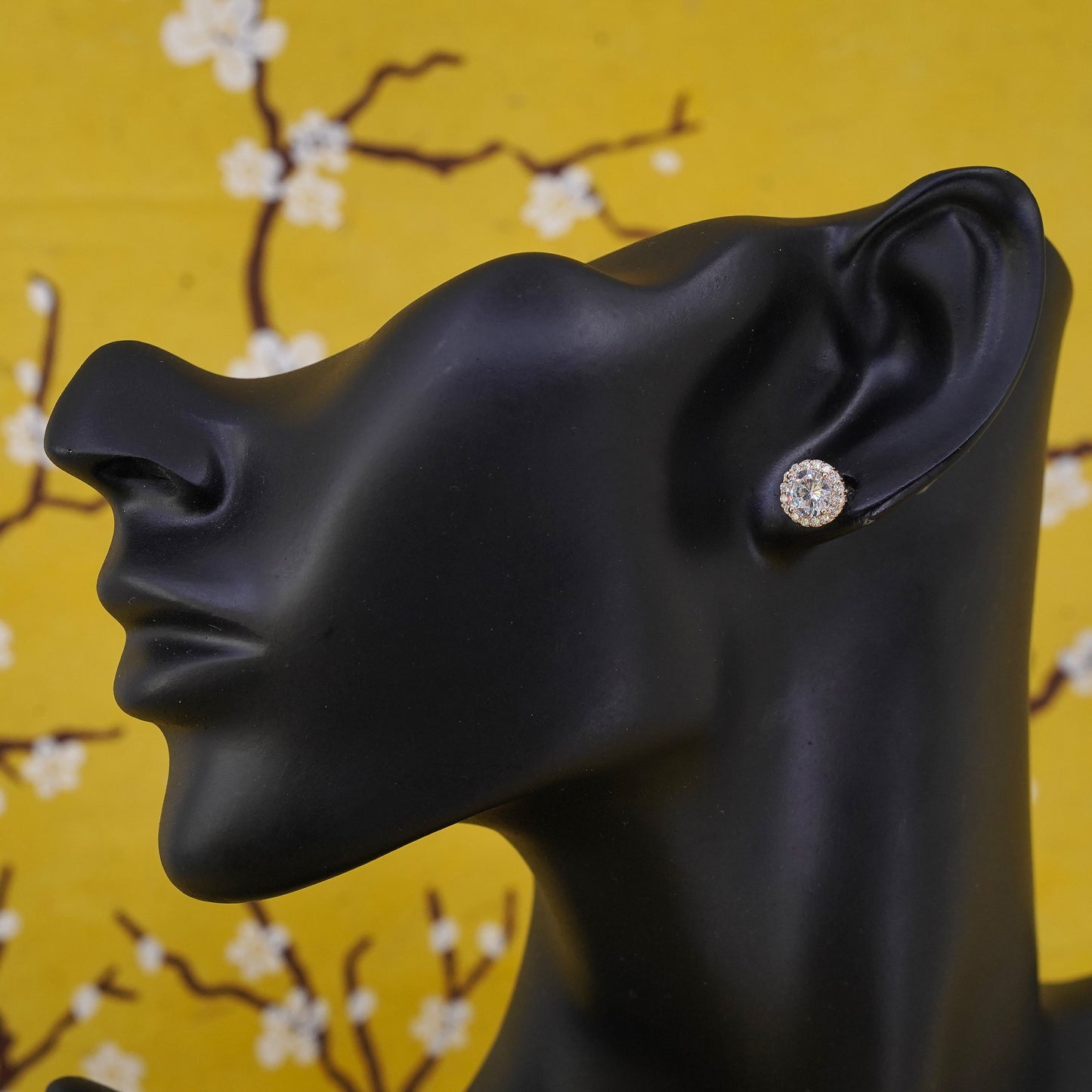 Vintage rose gold over Sterling 925 silver Cz studs, Swarovski earrings