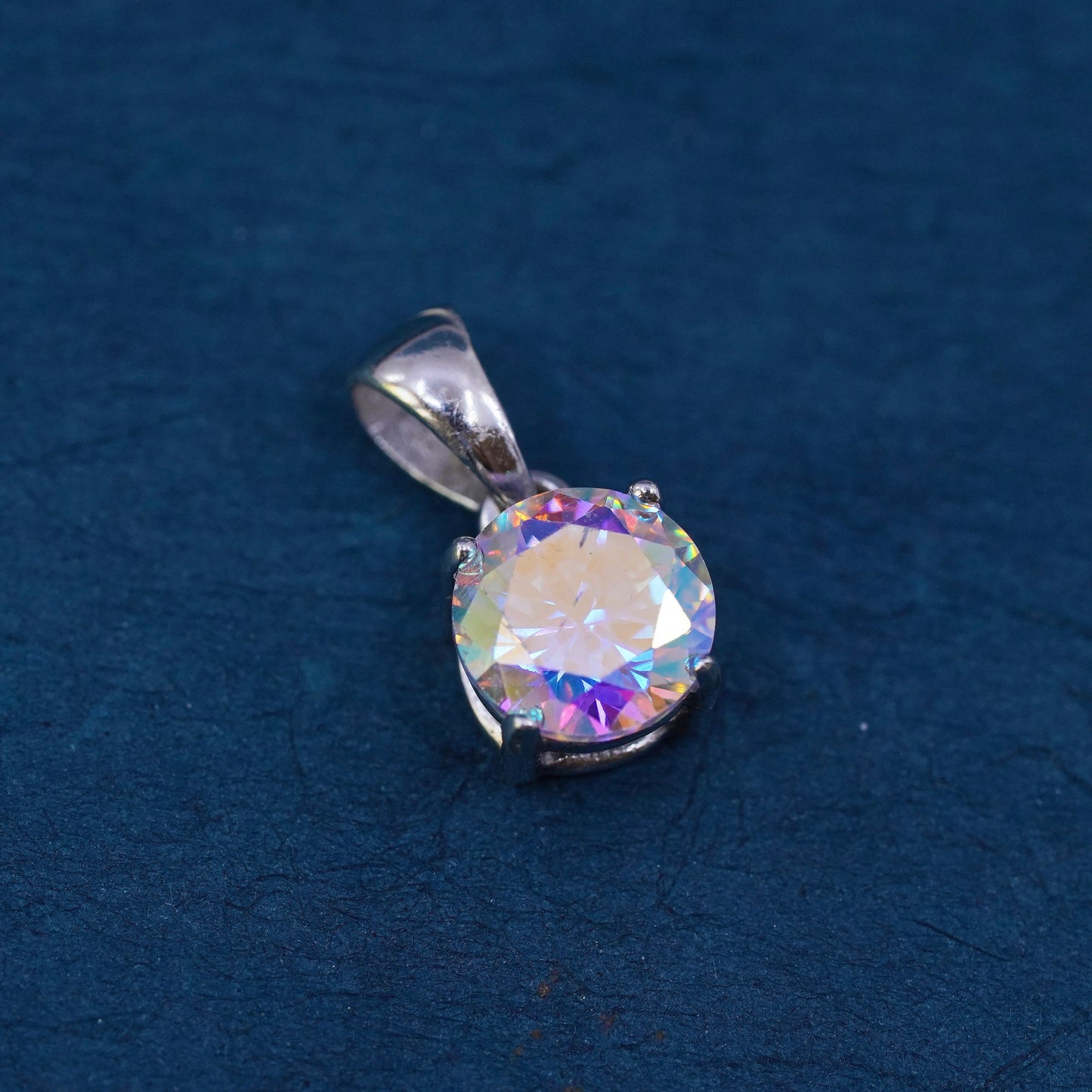 vintage Sterling 925 silver handmade pendant with cz
