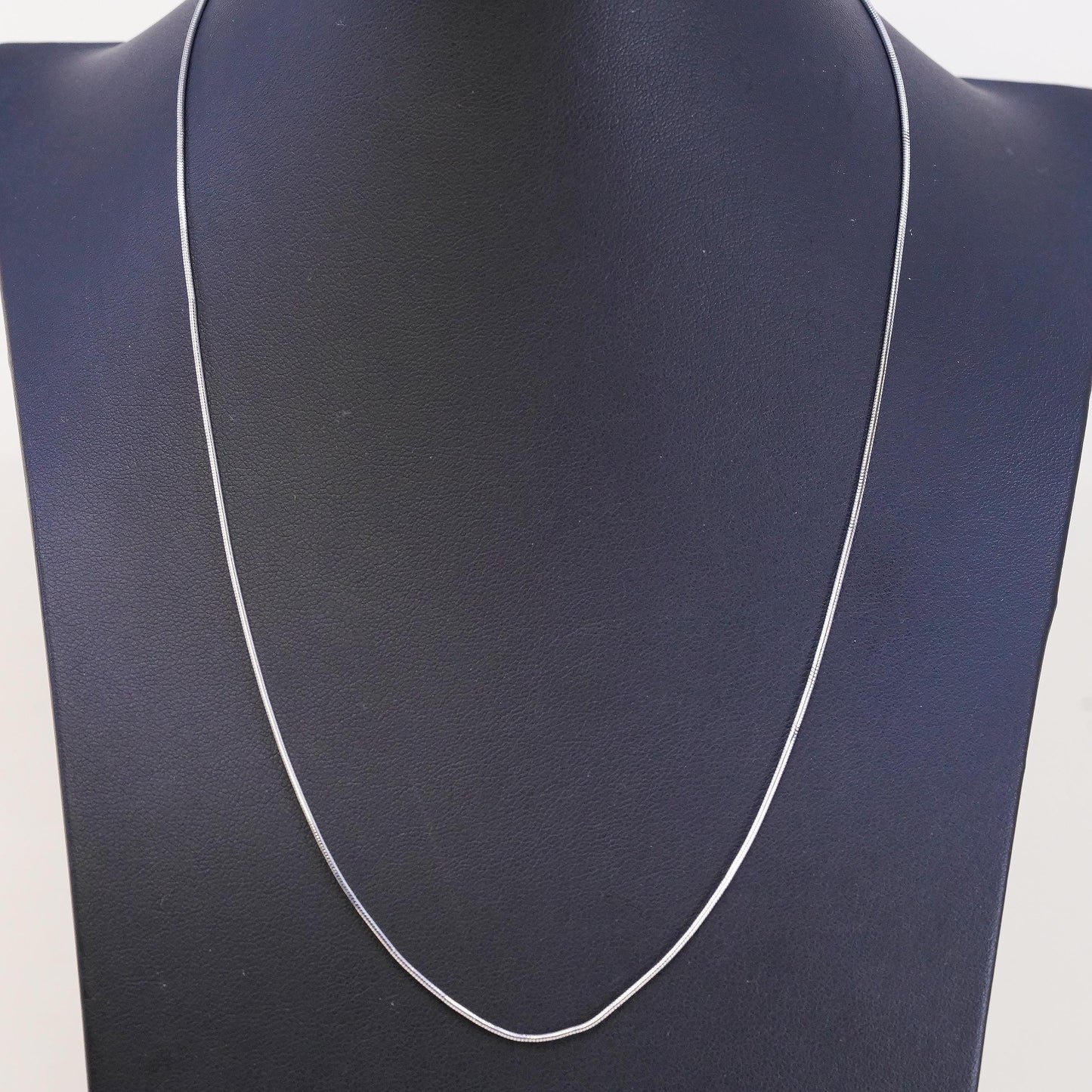 17+2", 1mm, Vintage sterling silver snake chain, 925 necklace