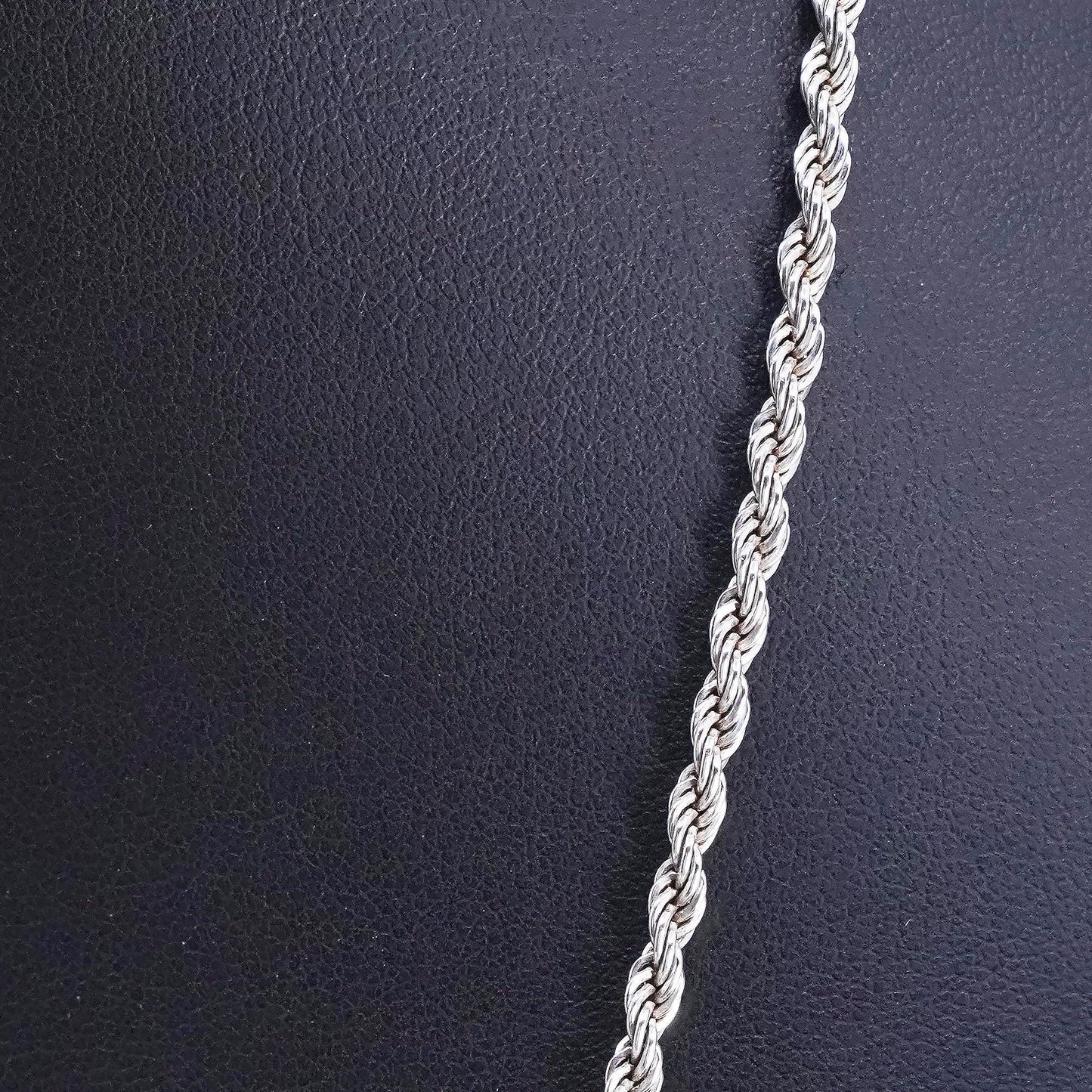 24", 3mm, vintage Sterling silver handmade necklace, 925 rope chain