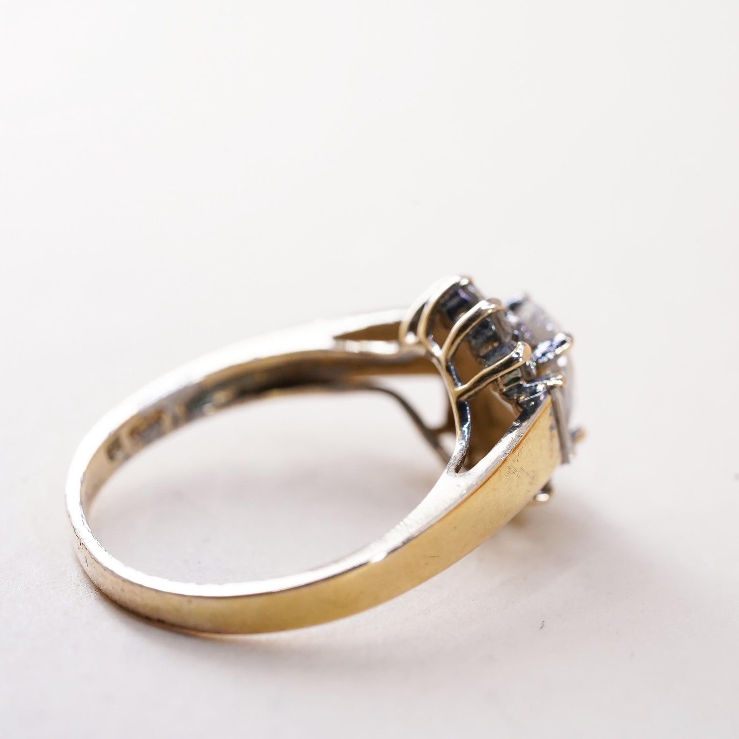 Size 5.25, vermeil gold over sterling silver CZ ring, 925 engagement ring