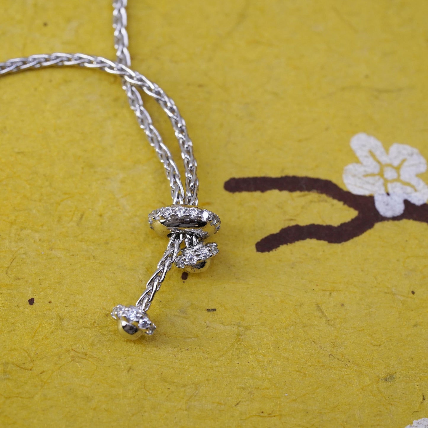 Size adjustable, vintage Sterling silver handmade bracelet, 925 snake chain cz