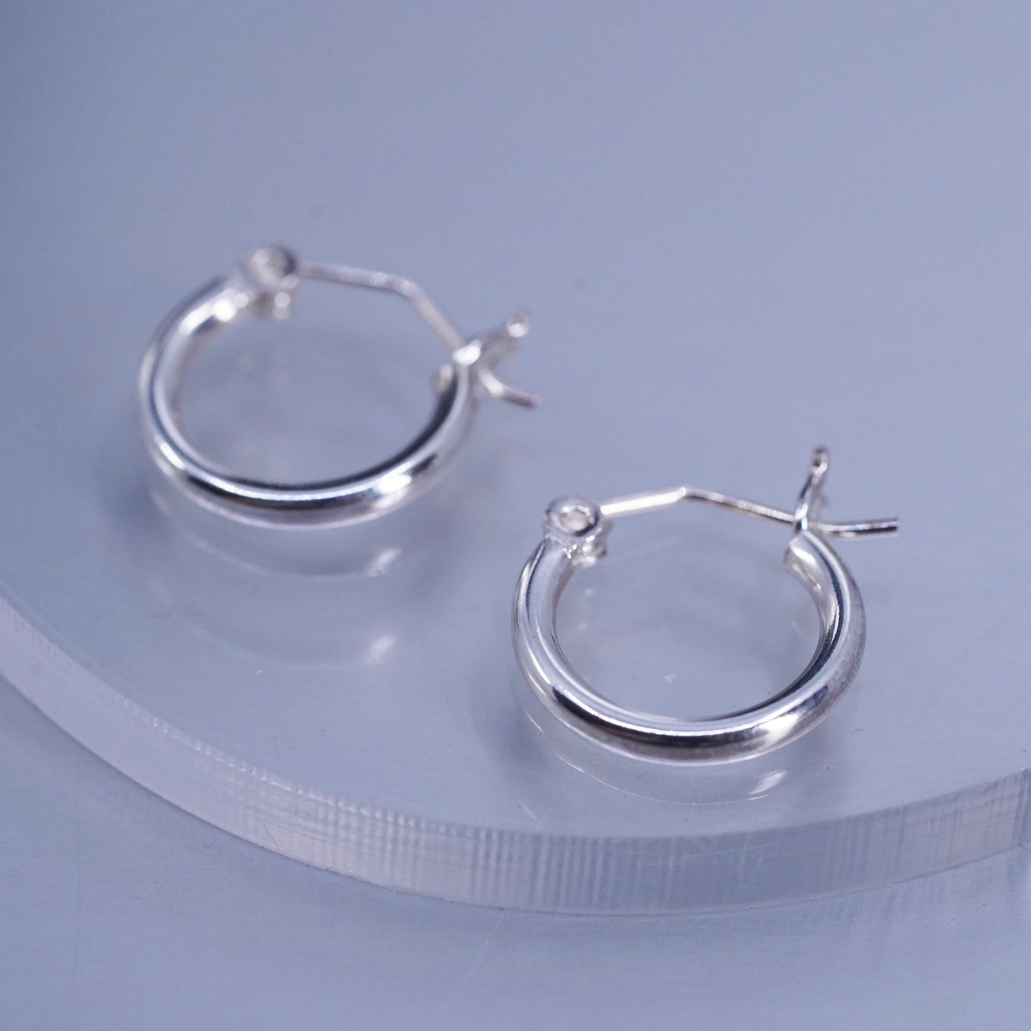 0.5”, vintage Sterling silver handmade earrings, 925 hoops