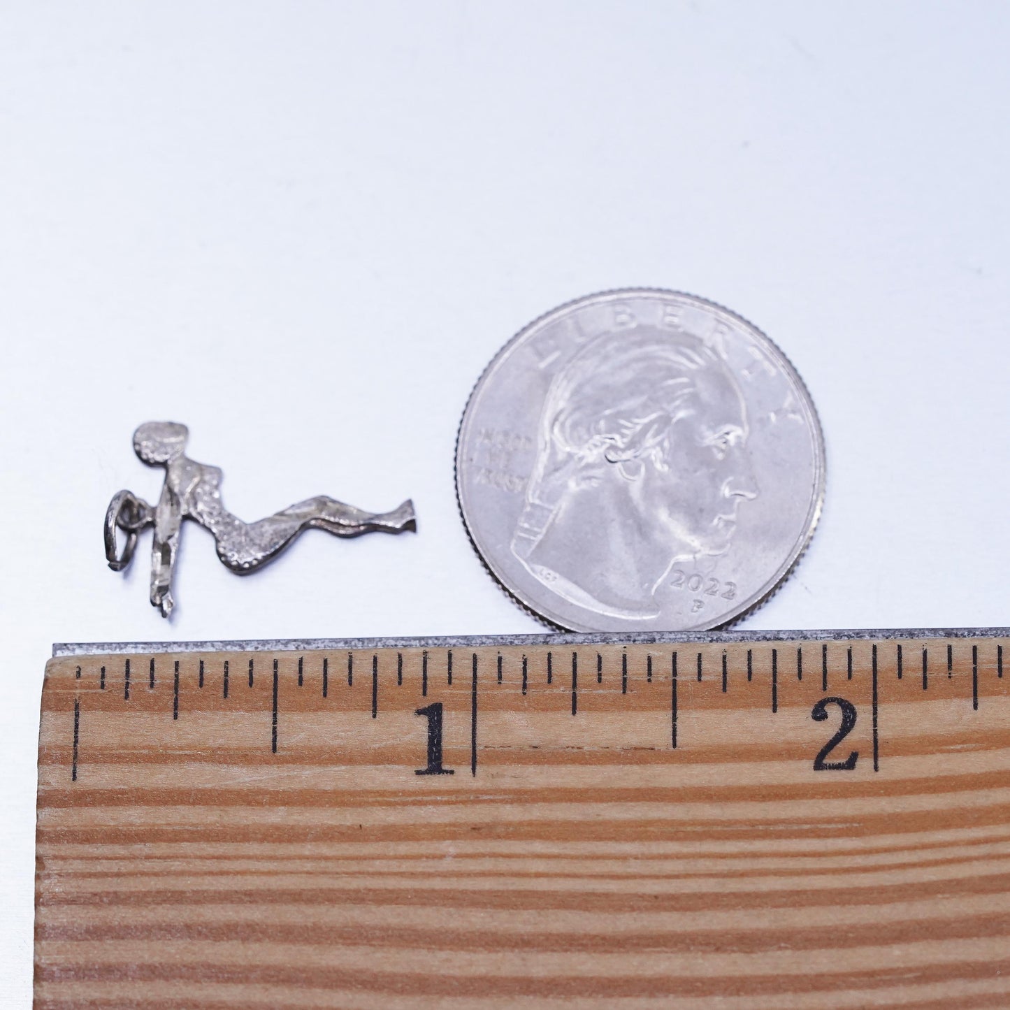 Vintage sterling 925 silver handmade swimmer gymnast figure pendant charm