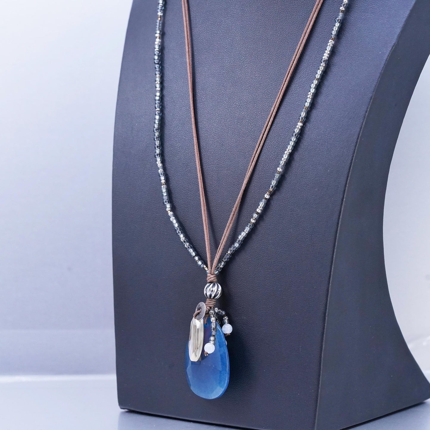 21", Silpada Necklace N2227 INDIGO Sterling Silver teardrop Blue Shell abalone