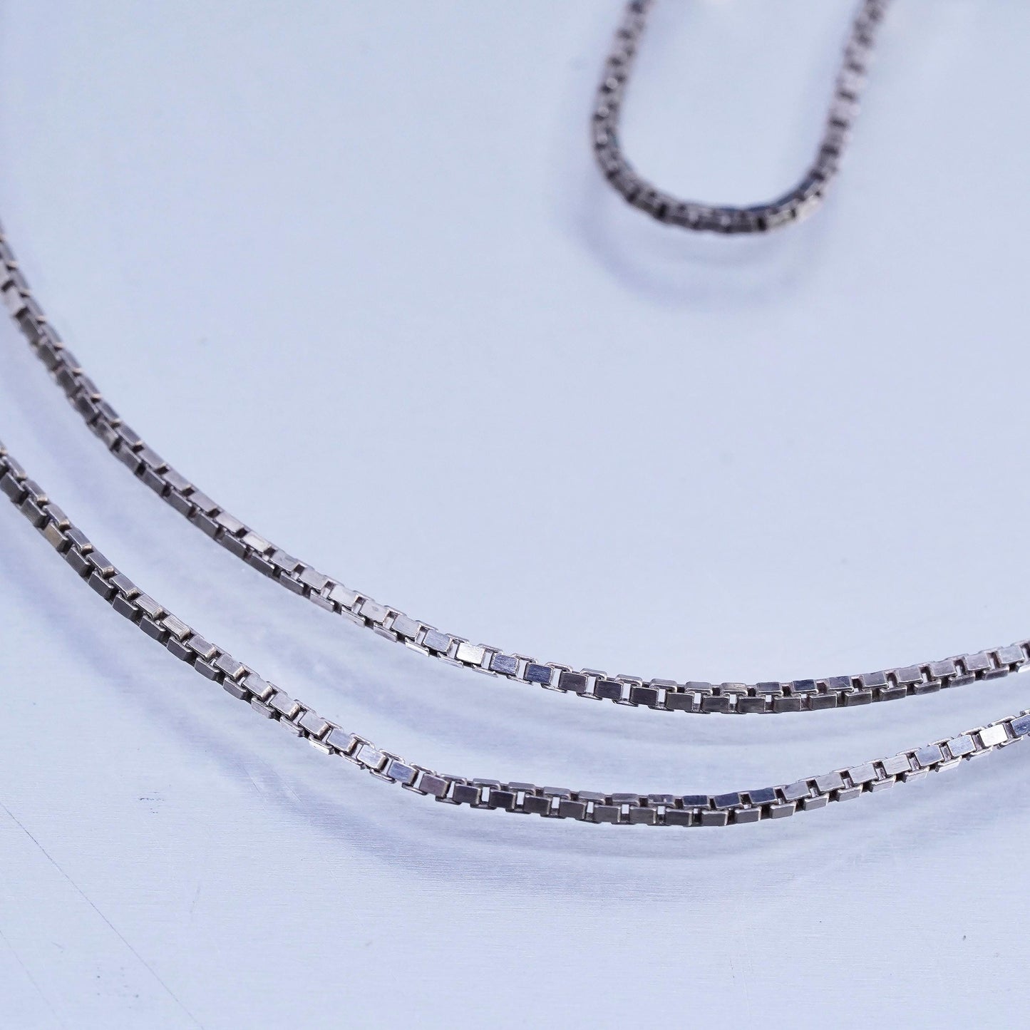 30" 1mm, vintage Italian Sterling 925 silver long box chain necklace