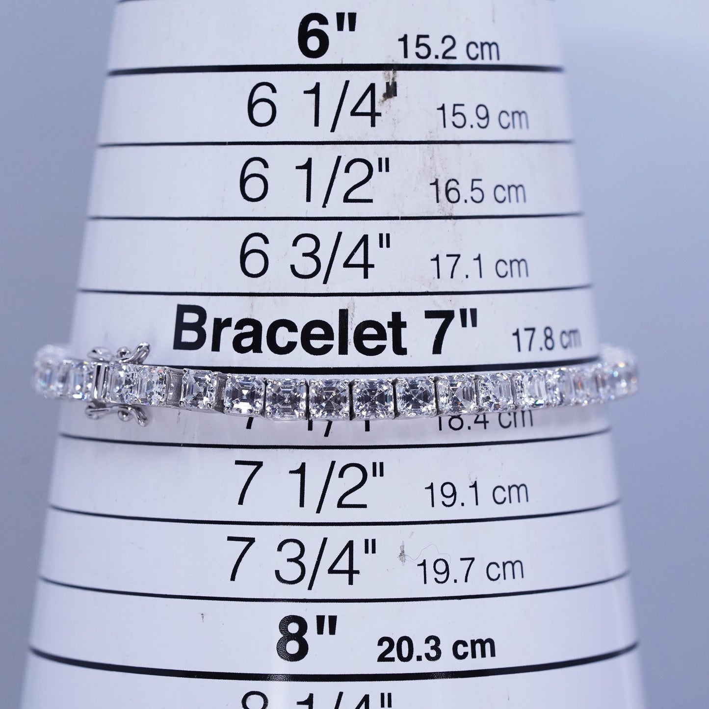 7.25”, Vintage Italy Sterling 925 silver handmade tennis bracelet chain with Cz