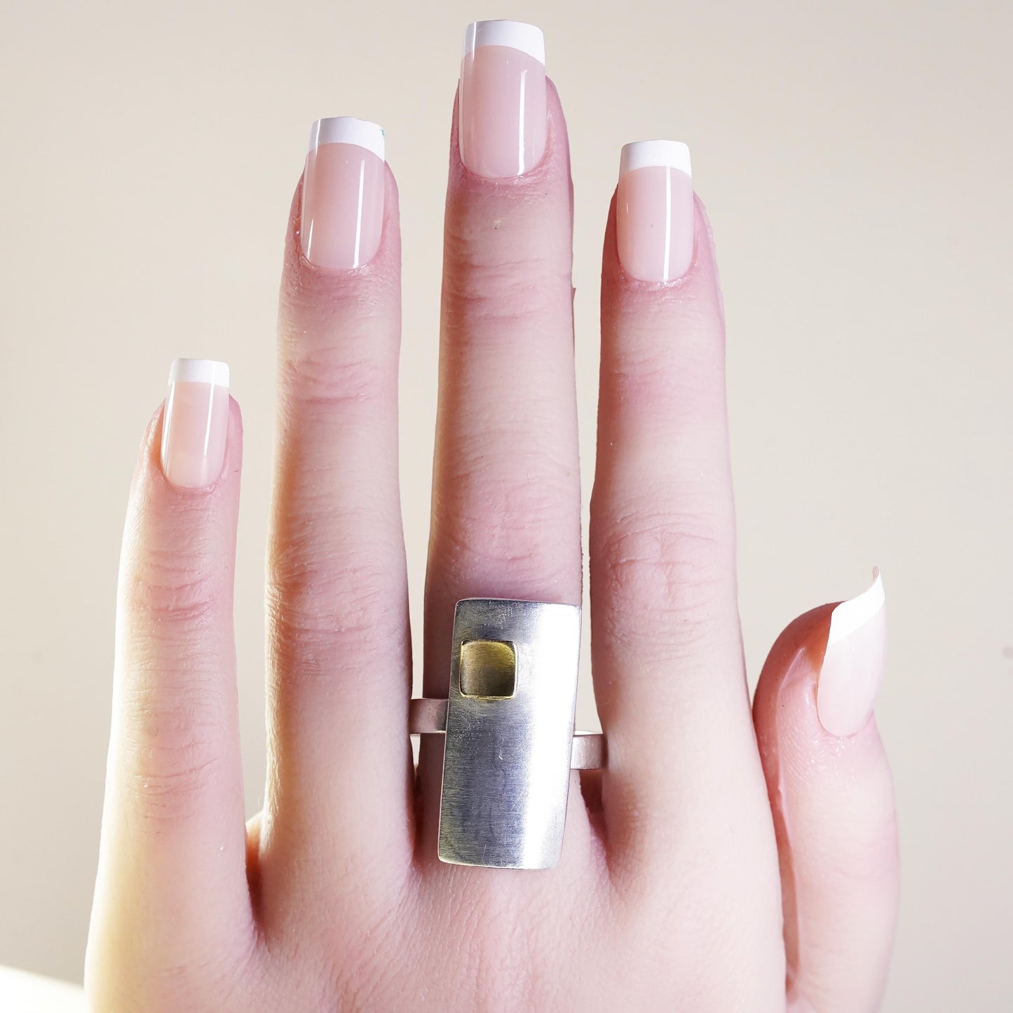 Size adjustable, vintage sterling 925 silver handmade ring statement band