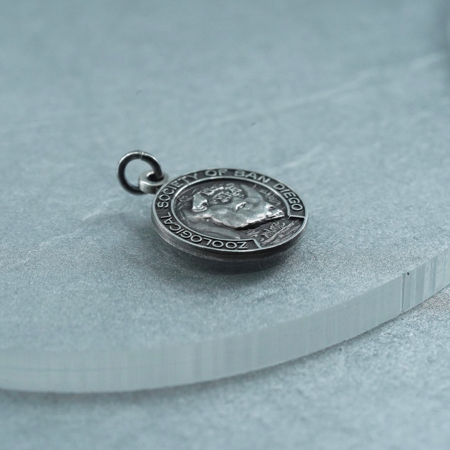 vintage Sterling 925 silver circle charm “zoological society of San Diego”