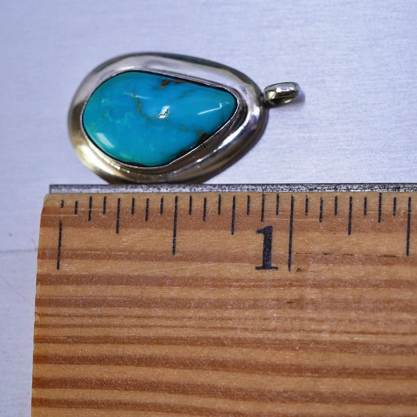 Native American Navajo JRD Sterling 925 silver handmade pendant with turquoise